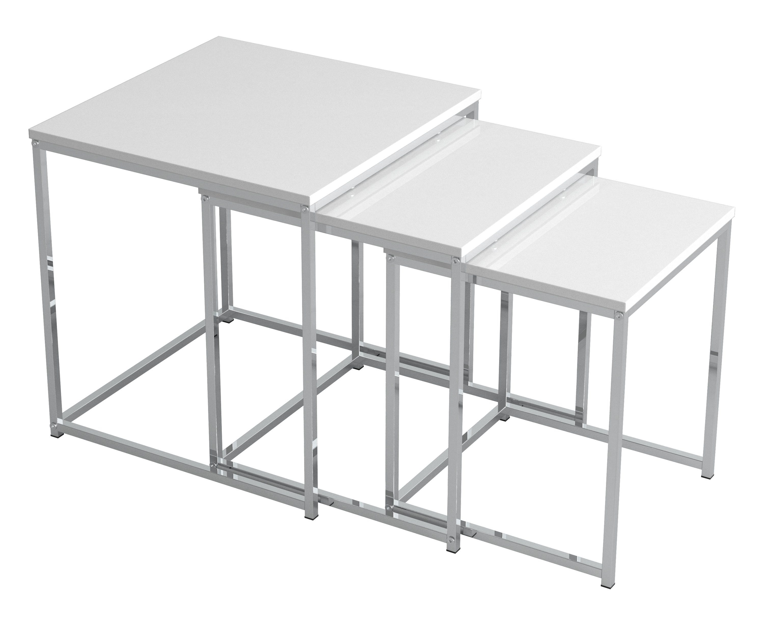 VCM Couchtisch Glisal 3er Set B. 40 x T. 42 x H. 40 cm, Kombinierbares Tischset mit Ablagefläche, im Wohnzimmer, Holzwerkstoff – Bild 2 von 4