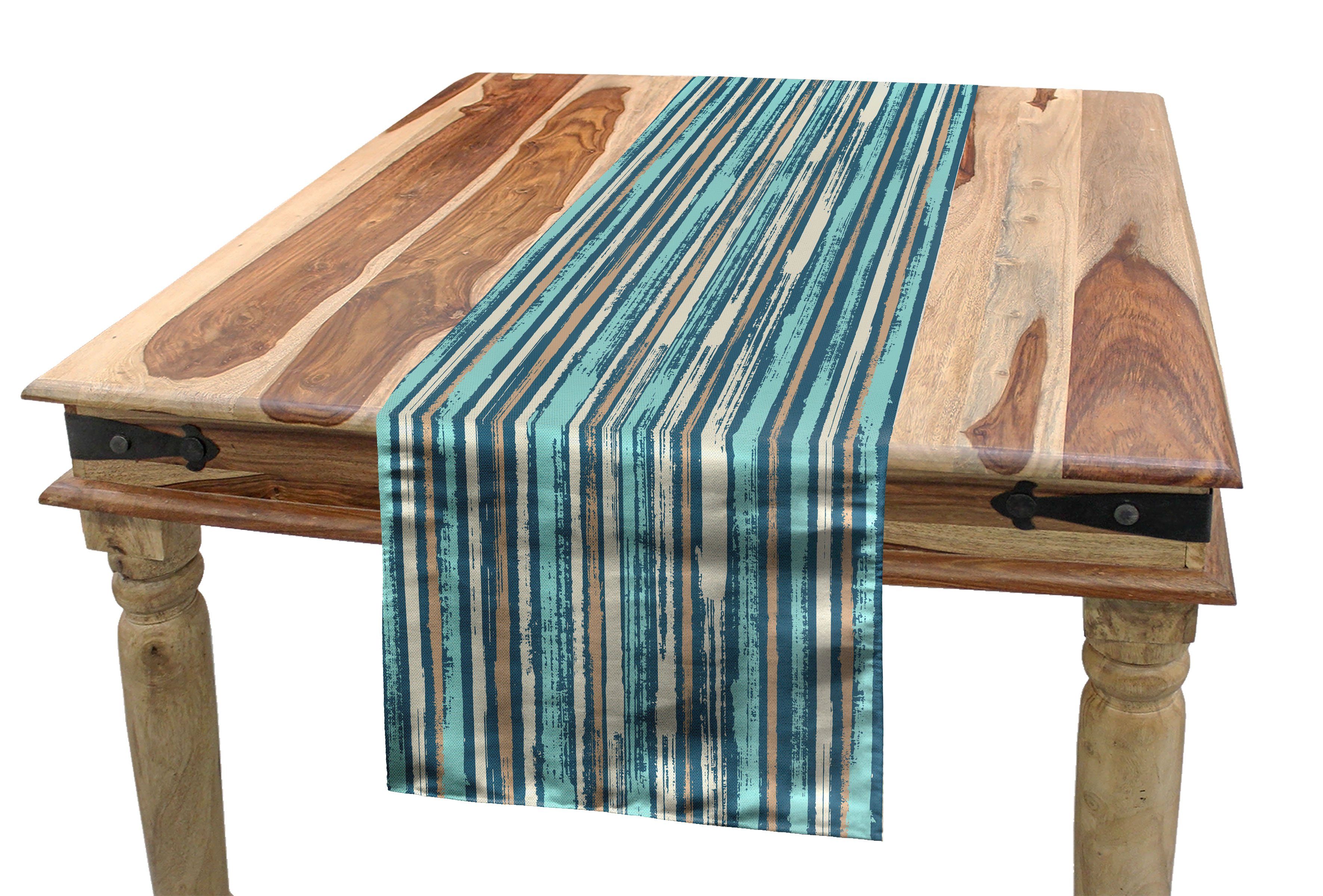 Tischläufer, Esszimmer Aquarell Küche Linien Rustic Dekorativer Streifen Abakuhaus Rechteckiger Tischläufer