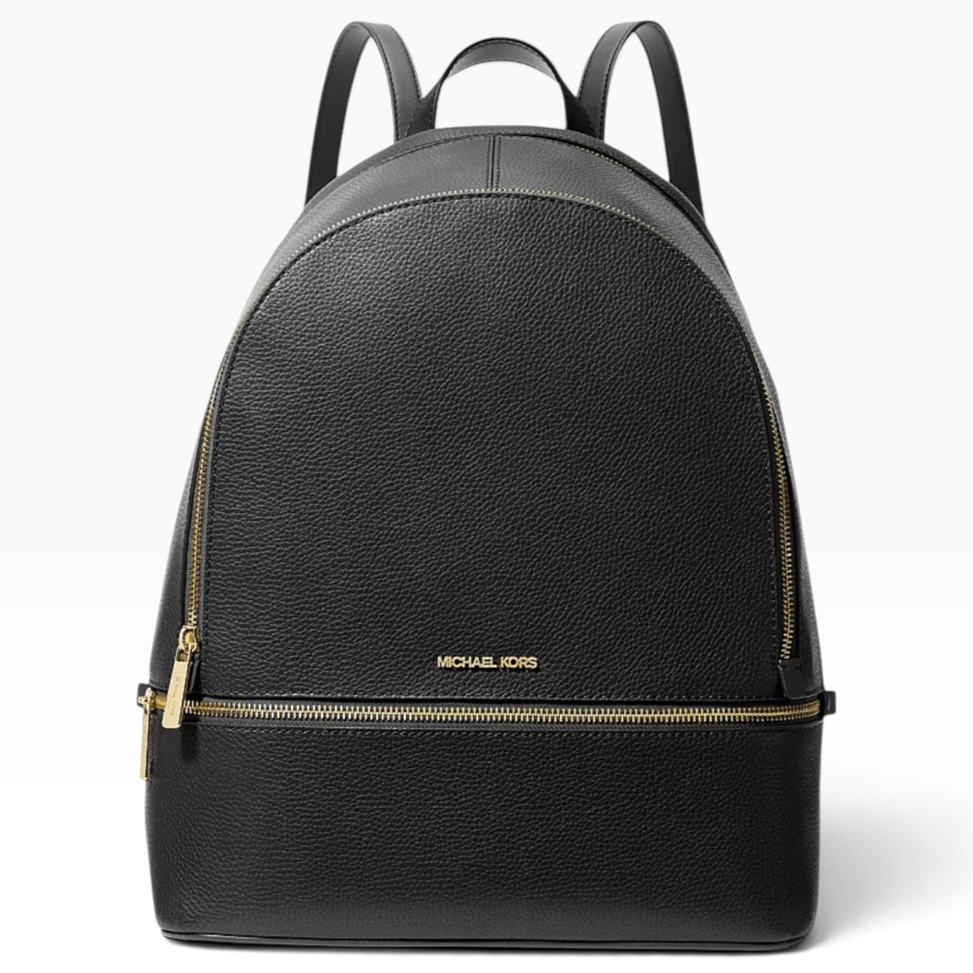 MICHAEL KORS Rucksack Michael Kors Rhea Large Rucksack Schwarz Leder Genarbt Gold
