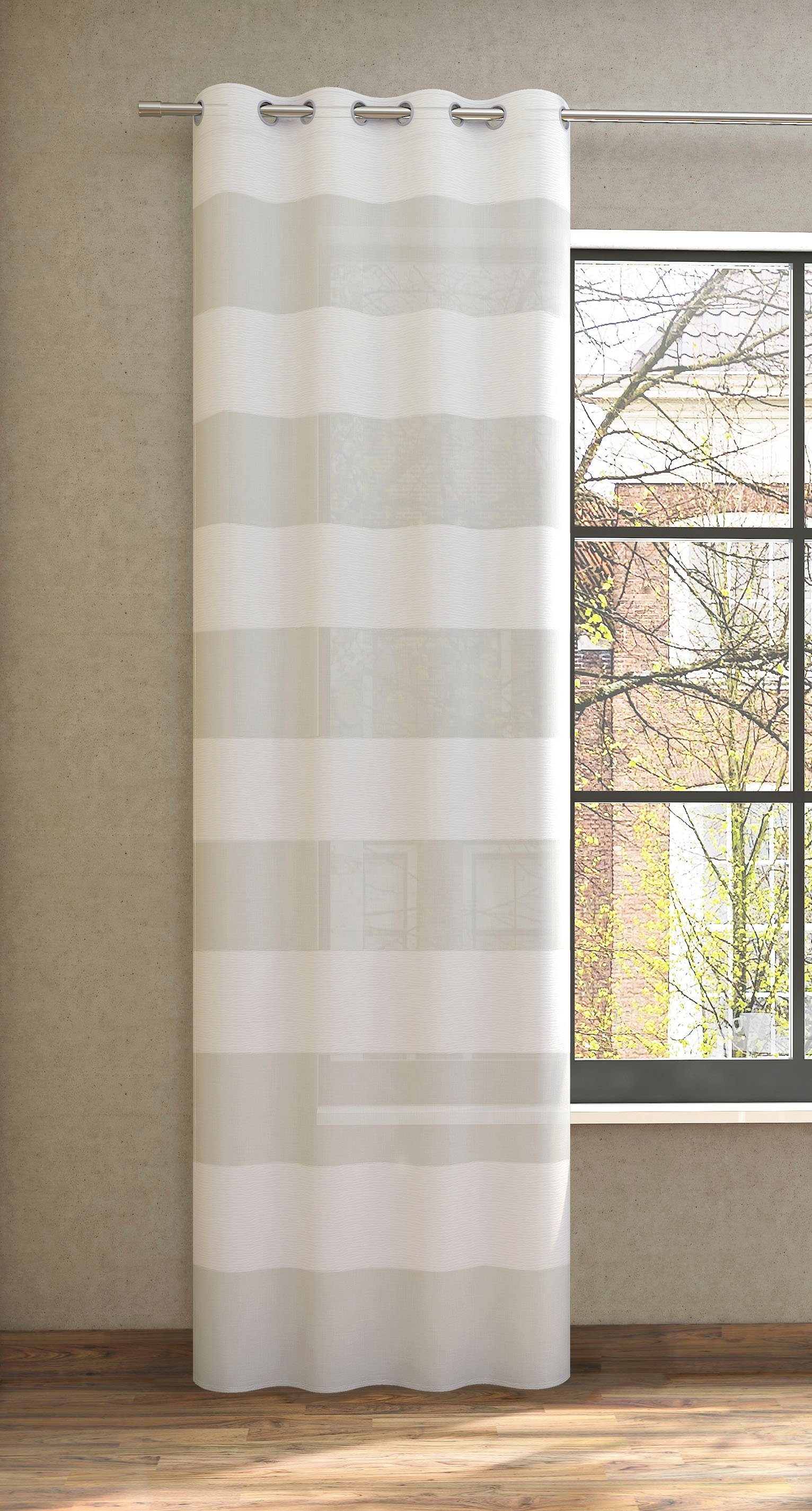 Vorhang »SONORA«, Neutex for you!, Ösen (1 St), halbtransparent, Jacquard,  3D Musterung im Leinen-Look