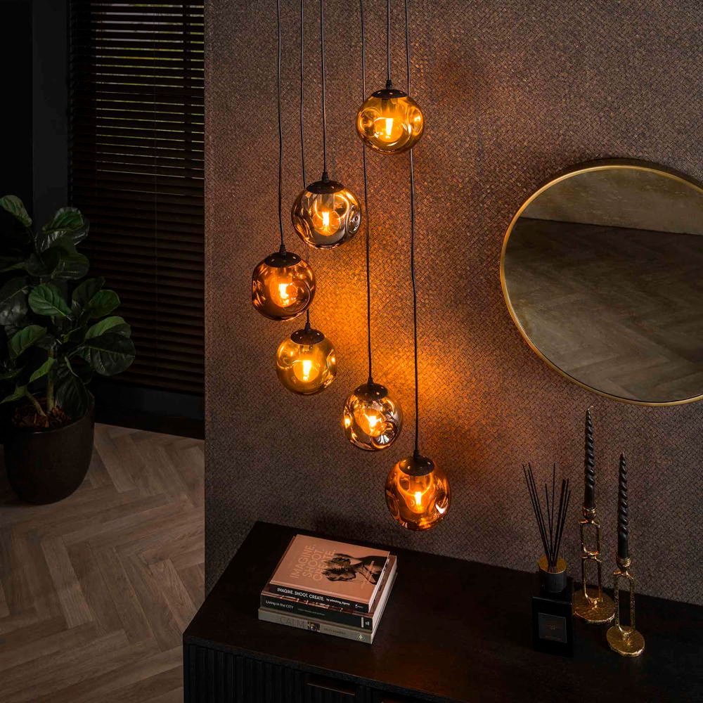 famlights Pendelleuchte famlights, Pendelleuchte Frana in Mehrfarbig und Schwarz E27