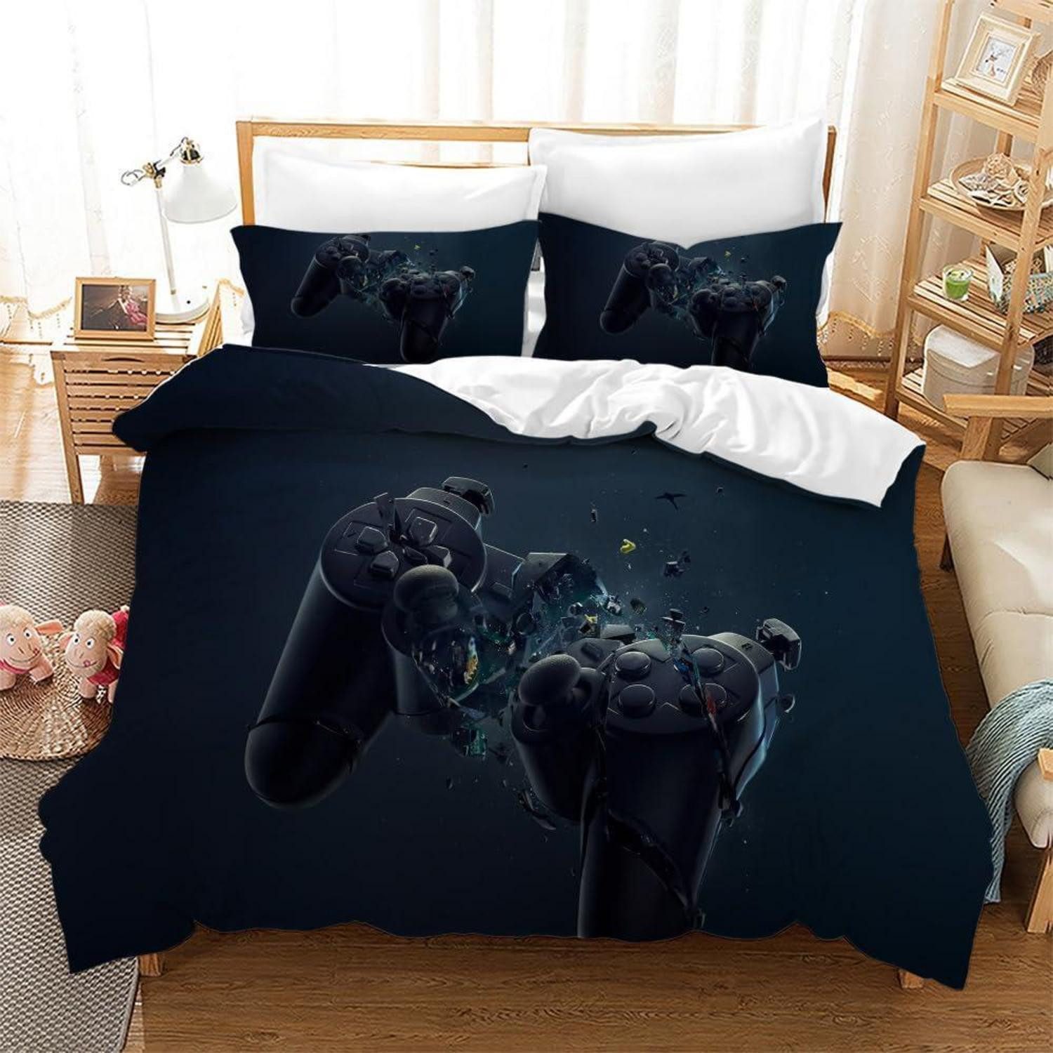 LuxusKollektion Jugendbettwäsche Bettwäsche Set Gamer 3D 135x200cm