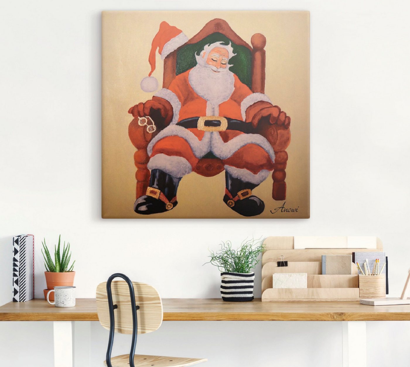 Artland Wandbild »Schlafender Weihnachtsmann«, Weihnachten (1 Stück), in vielen Größen & Produktarten -Leinwandbild, Poster, Wandaufkleber / Wandtattoo auch für Badezimmer geeignet-kaufen
