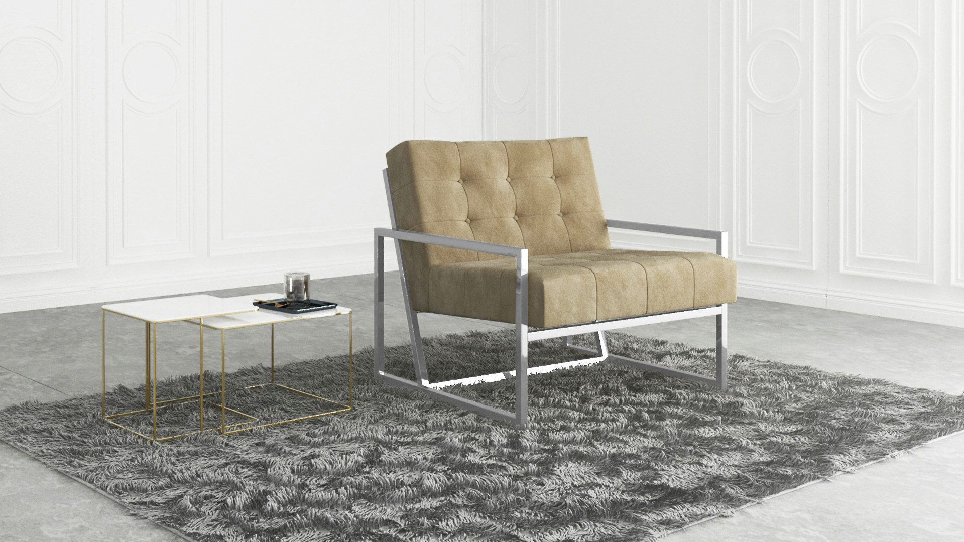 S-Style Möbel Loungesessel Tampa mit Metall Füßen aus Samtstoff, Hochelastischer Polyurethanschaum
