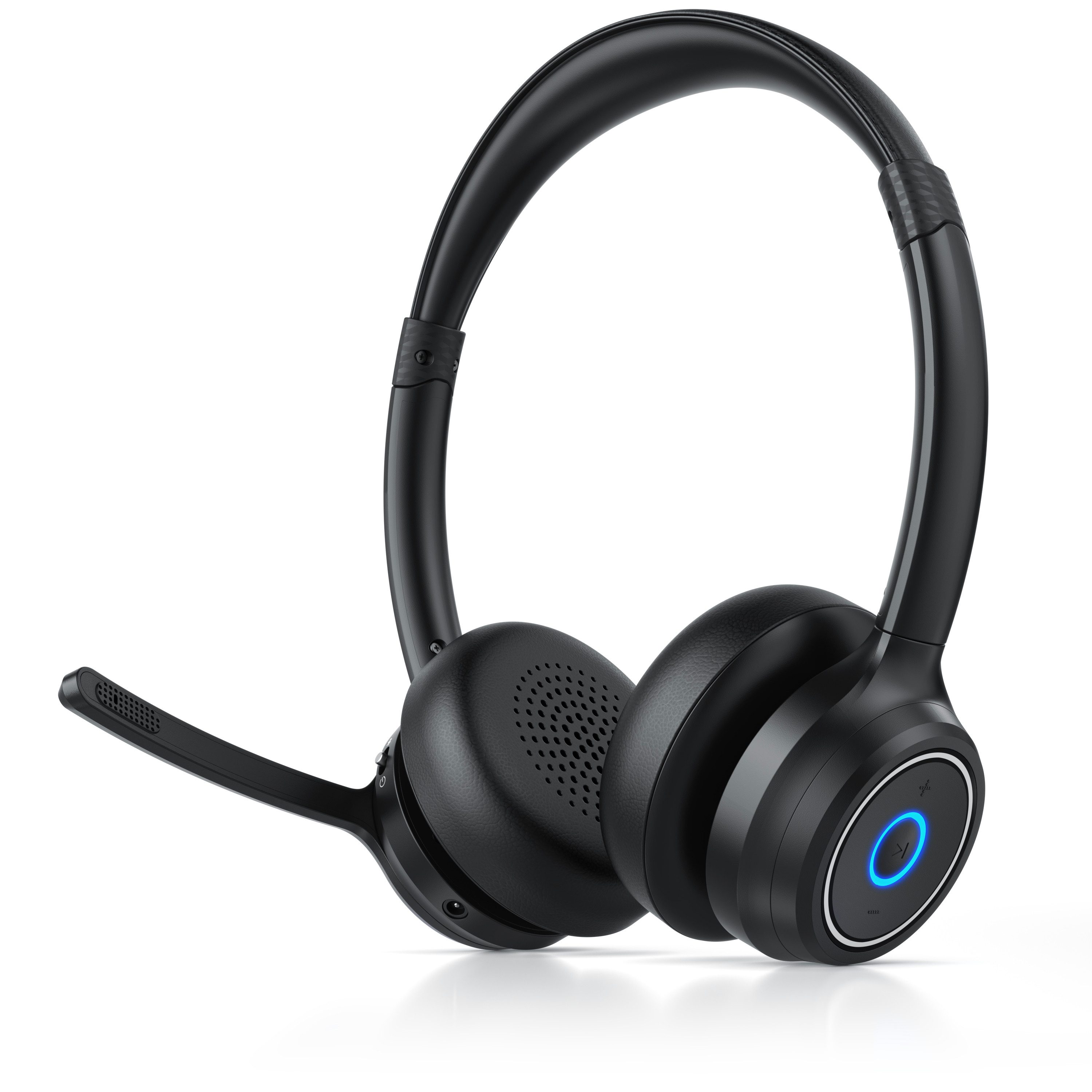 CSL CSL Bluetooth Headset mit Mikrofon, Stereo, Dual-Mic ENC, Multipoint Wireless-Headset (Freisprechfunktion, Sprachassistent, Bluetooth, USB-C Ladeanschluss, 500 mAh Akku, 40 mm Treiber, Auto-Mute)