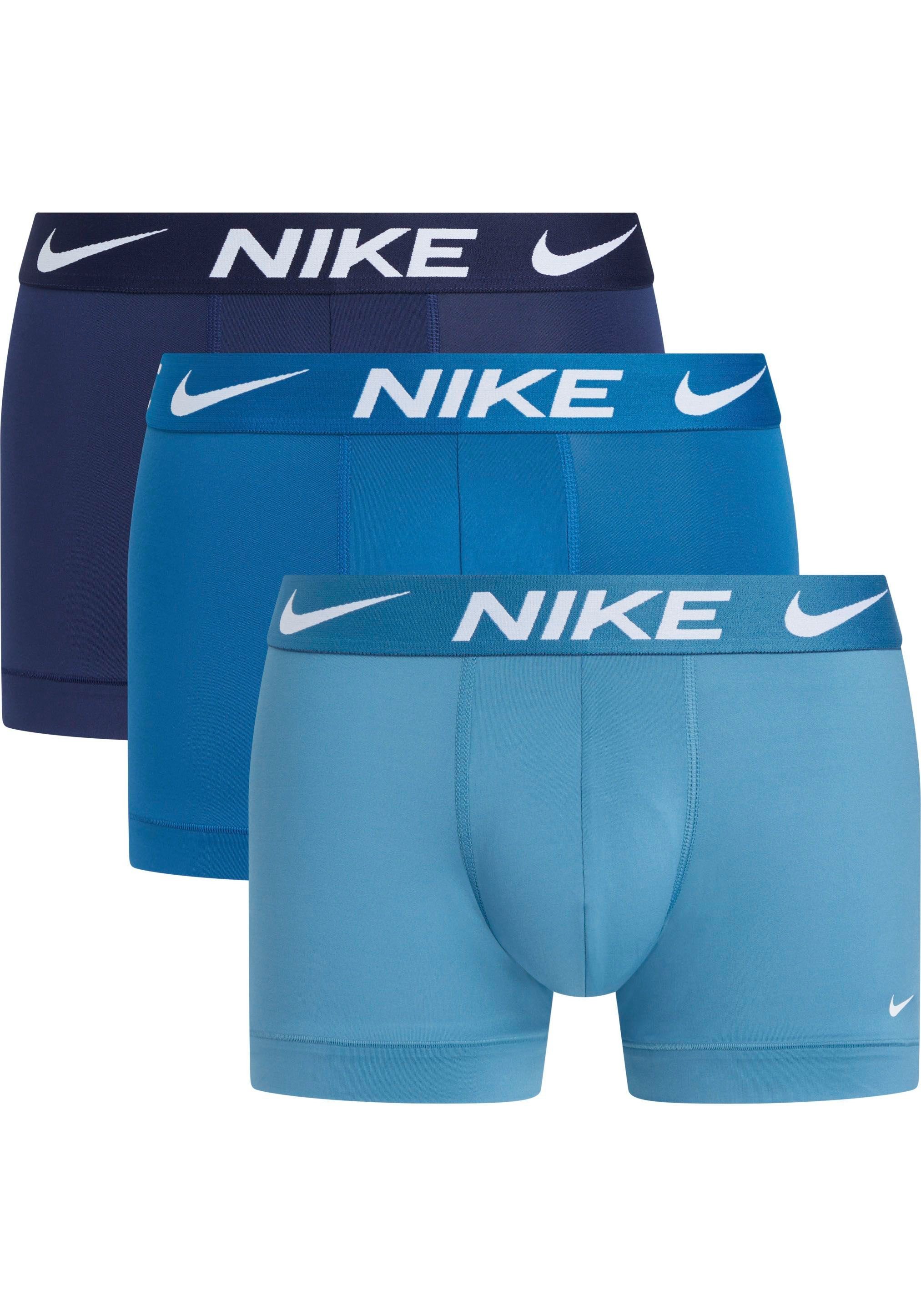 NIKE Underwear Trunk TRUNK 3PK (Packung, 3er-Pack) mit NIKE Logo-Elastikbund (3 Stück) NOISE_AQUA/INDSTRIAL_BL/MDNGHT_BLUE | Boxer anliegend