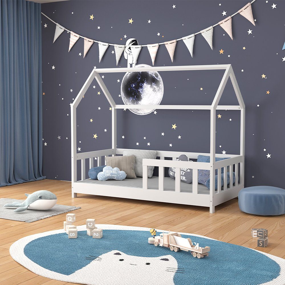 VitaliSpa® Hausbett Michelle, Weiß, 70x140 cm mit Rausfallschutz (1-tlg)