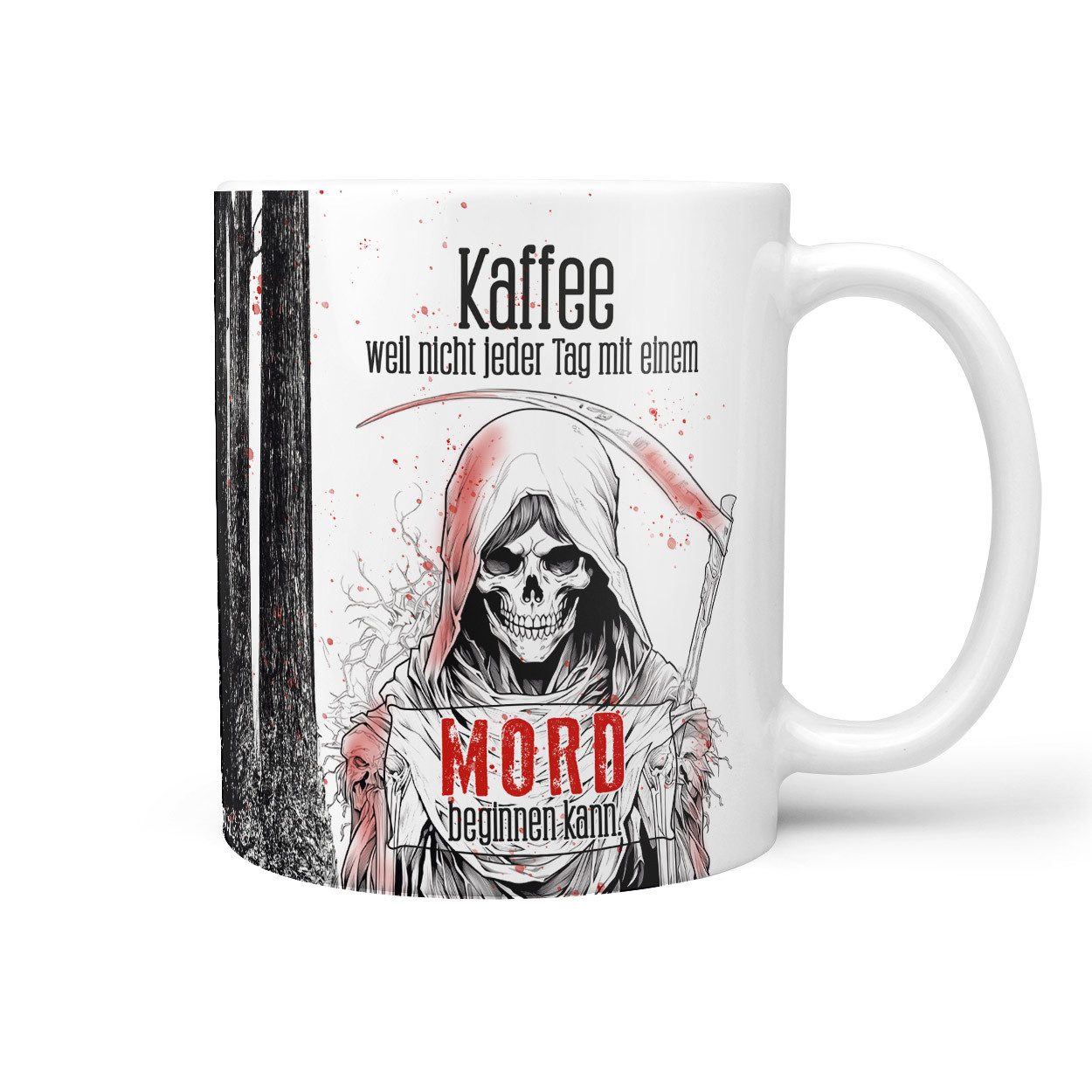Sunnywall Tasse Kaffee, weil nicht jeder Tag - Spruch Tasse Totenkopf, Keramik, inkl. Geschenkkarte
