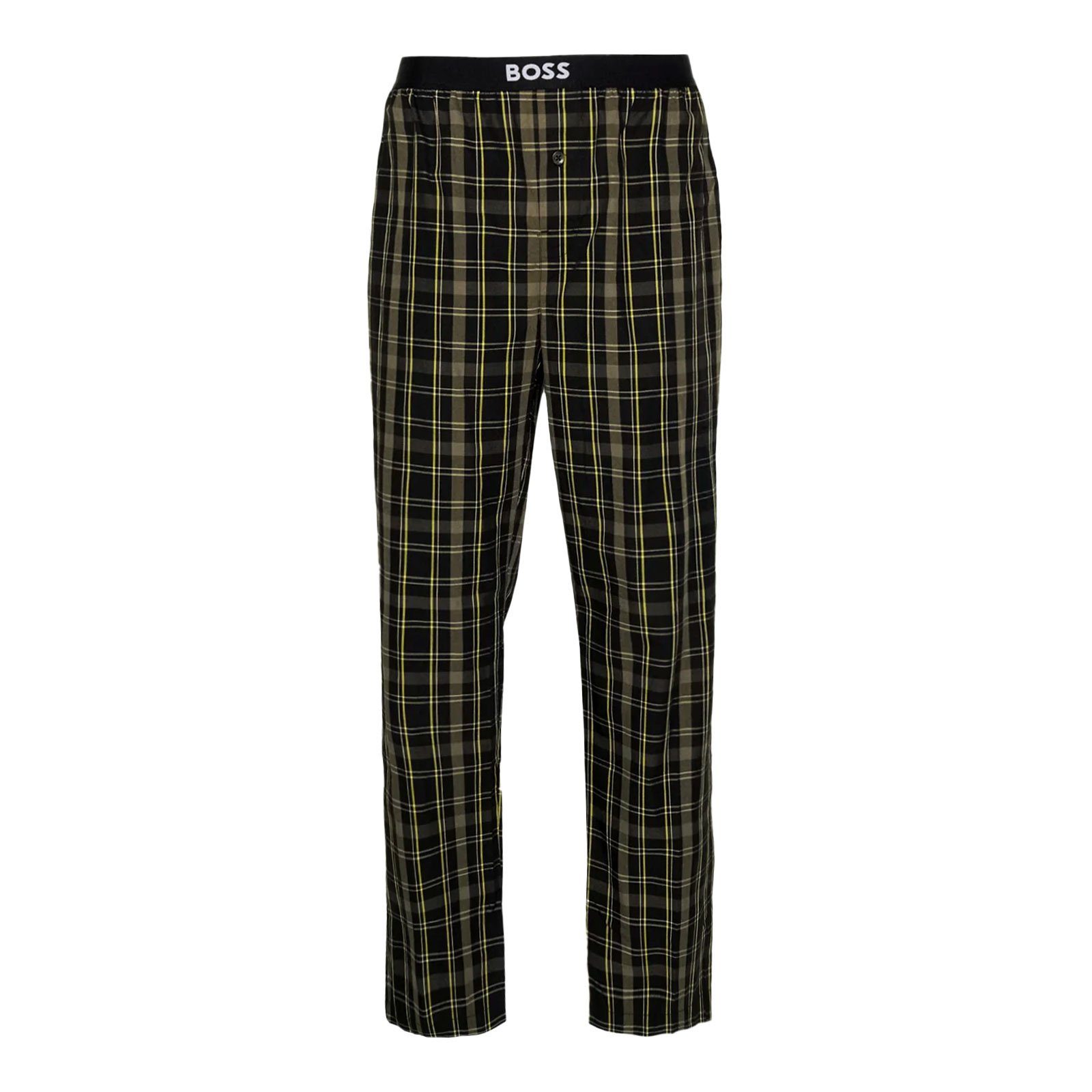 Pyjama BOSS (2 black / Long mit yellow Easy Set tlg) 751 gemusterter Pyjamahose