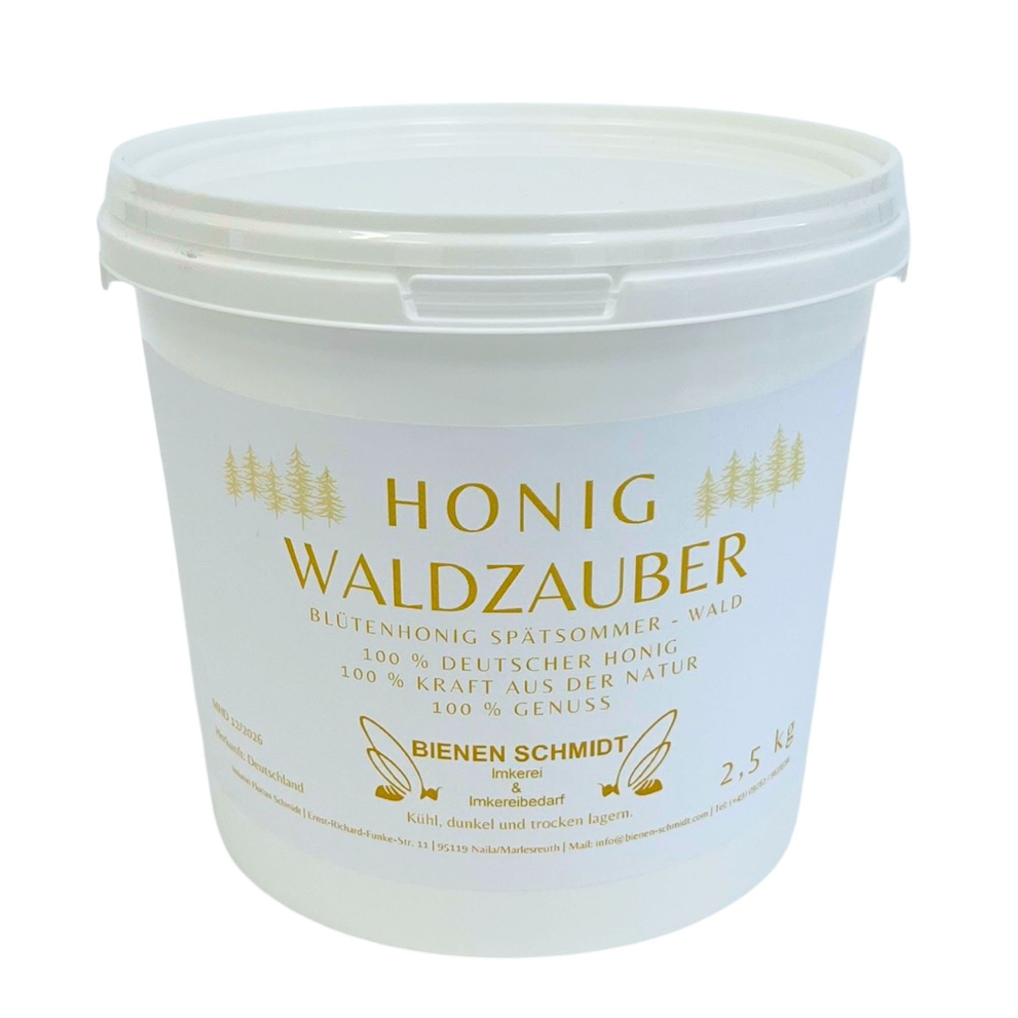 BIENEN SCHMIDT Honig "WALDZAUBER" 500 g im Glas, 1 x (Vorrats Eimer), Waldblütenhonig aus Oberfranken, rein und natürlich, deutscher Honig