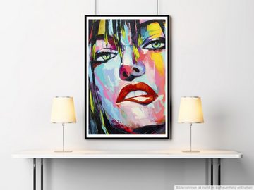 Sinus Art Poster Farbenfrohes Porträt einer Frau mit grünen Augen 60x90cm Poster