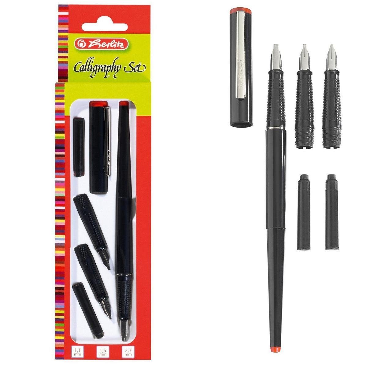 Herlitz Kalligraphie-Stift Herlitz Kalligraphie-Set / 5-teilig / bestehend aus 3 Griffstücke + 2