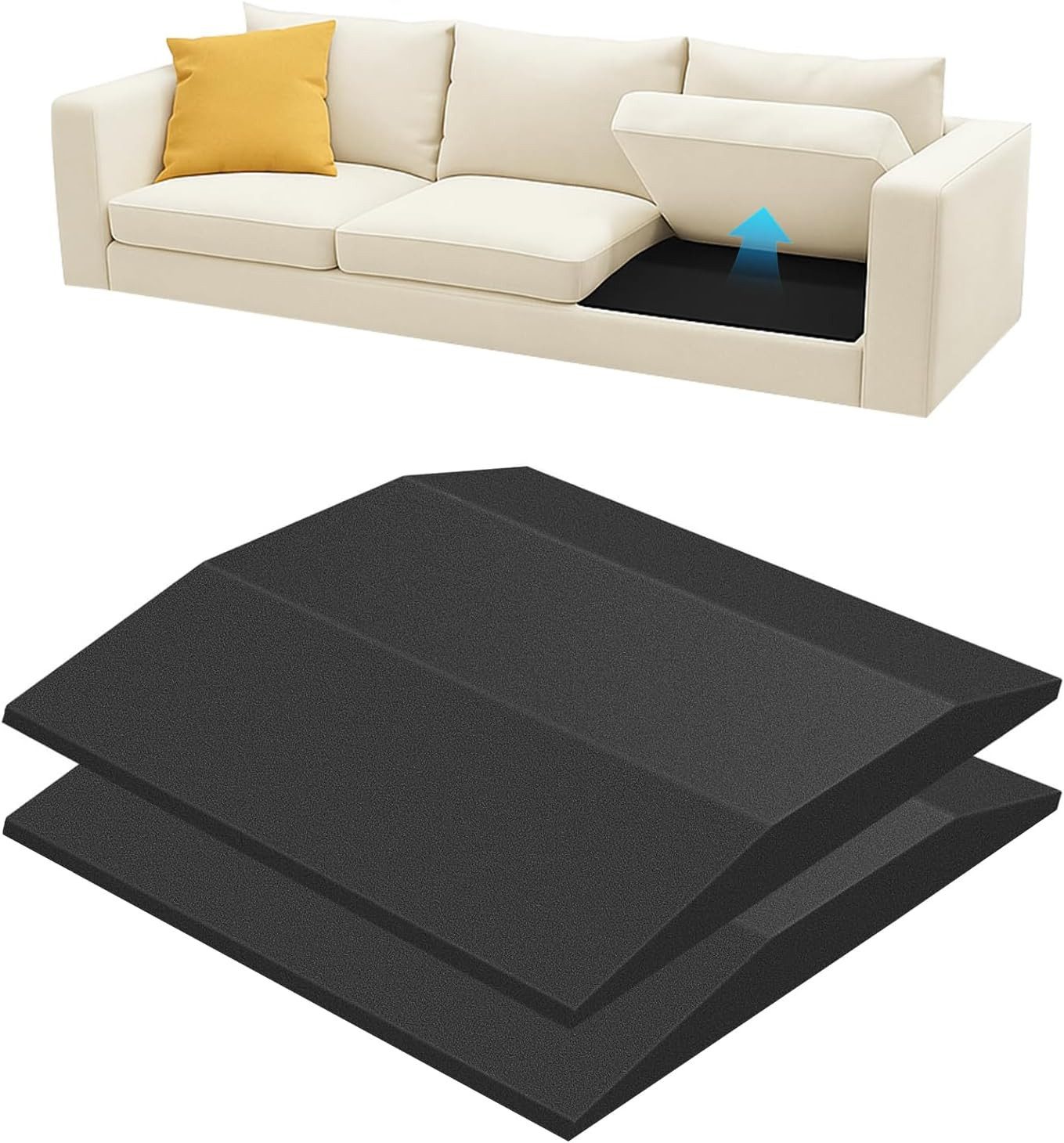 BlingBin Polsterauflage Hochdichter Reparatur-Stützschwamm gegen Sofa-Durchhängen, (2er Set, 2 St., 500 × 500 × 50 mm), stabiler Ersatz für Couch, 2-Sitzer-Couch und Sessel
