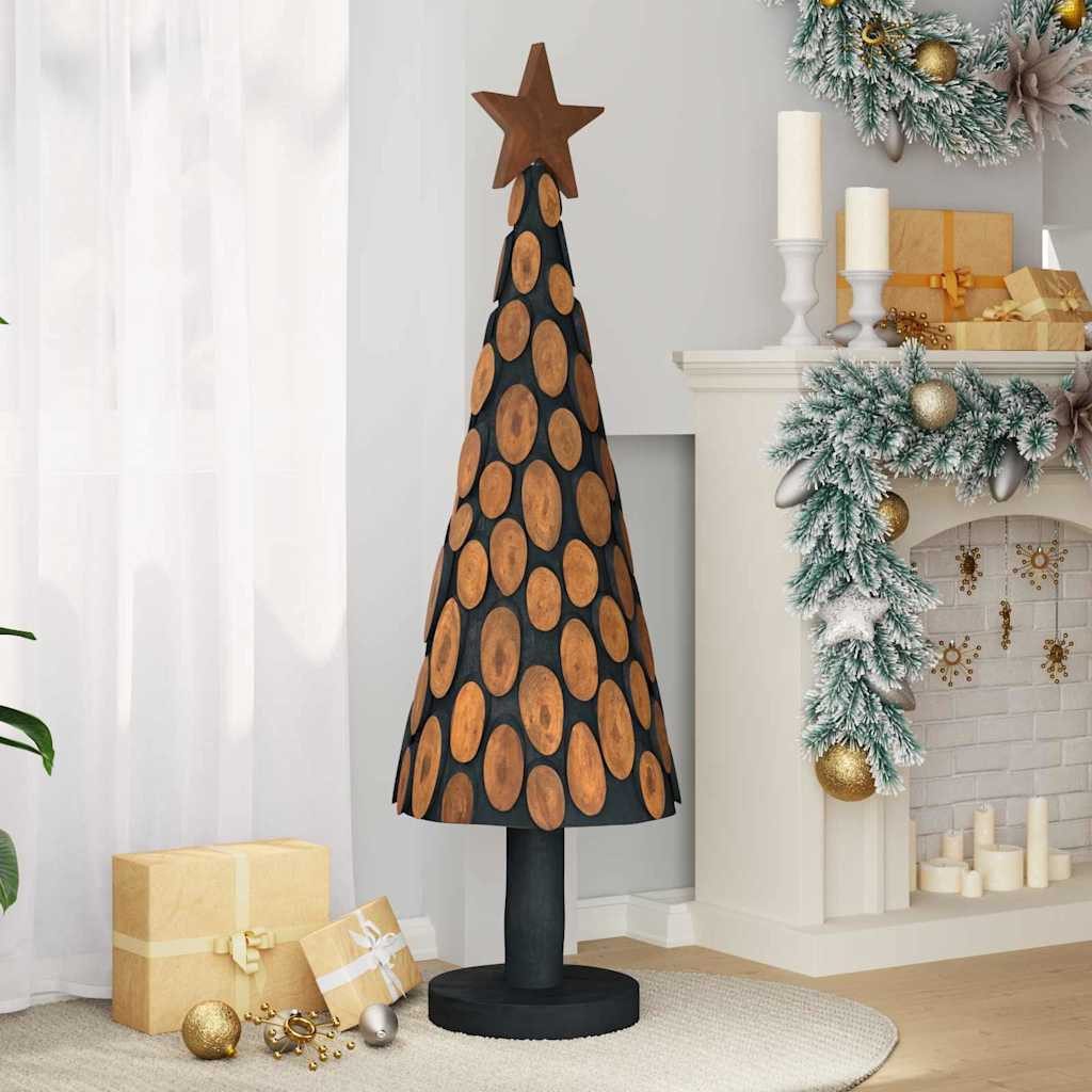 vidaXL Künstlicher Weihnachtsbaum Weihnachtsbaum mit Ständer Braun 149 cm Massivholz