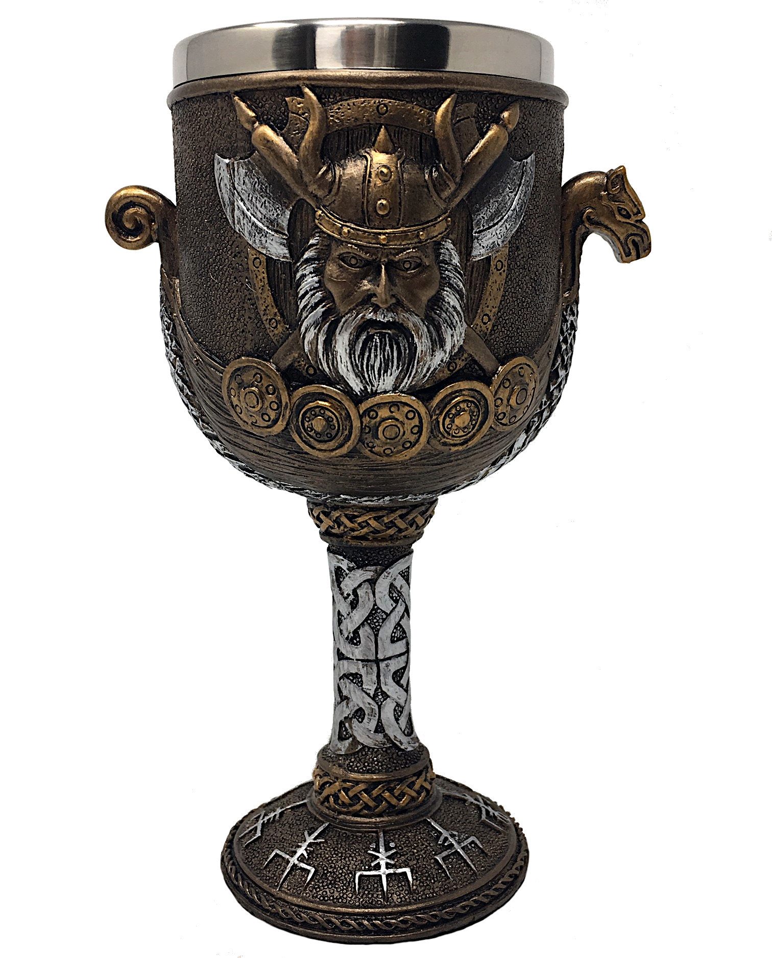 MystiCalls Becher Wikingerkelch Vikings Kelch Met Wikinger, Polyresin, Herausnehmbarer Metalleinsatz