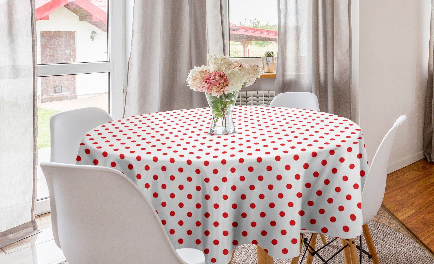 Küche Abdeckung Dekoration, Tischdecke rot Land-Picknick-Tupfen Abakuhaus Esszimmer Tischdecke Kreis für