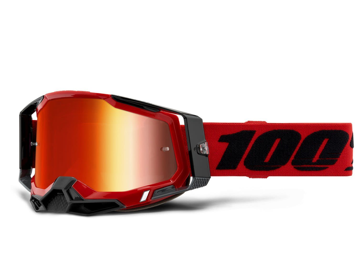 - 2 Accessoires 100% Racecraft Mirror Red Fahrradbrille Silver Mirror Goggle 100% Lens