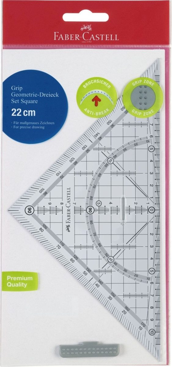 Faber-Castell Geodreieck Geometriedreieck Grip groß Kunststoff 22 cm durchsichtig