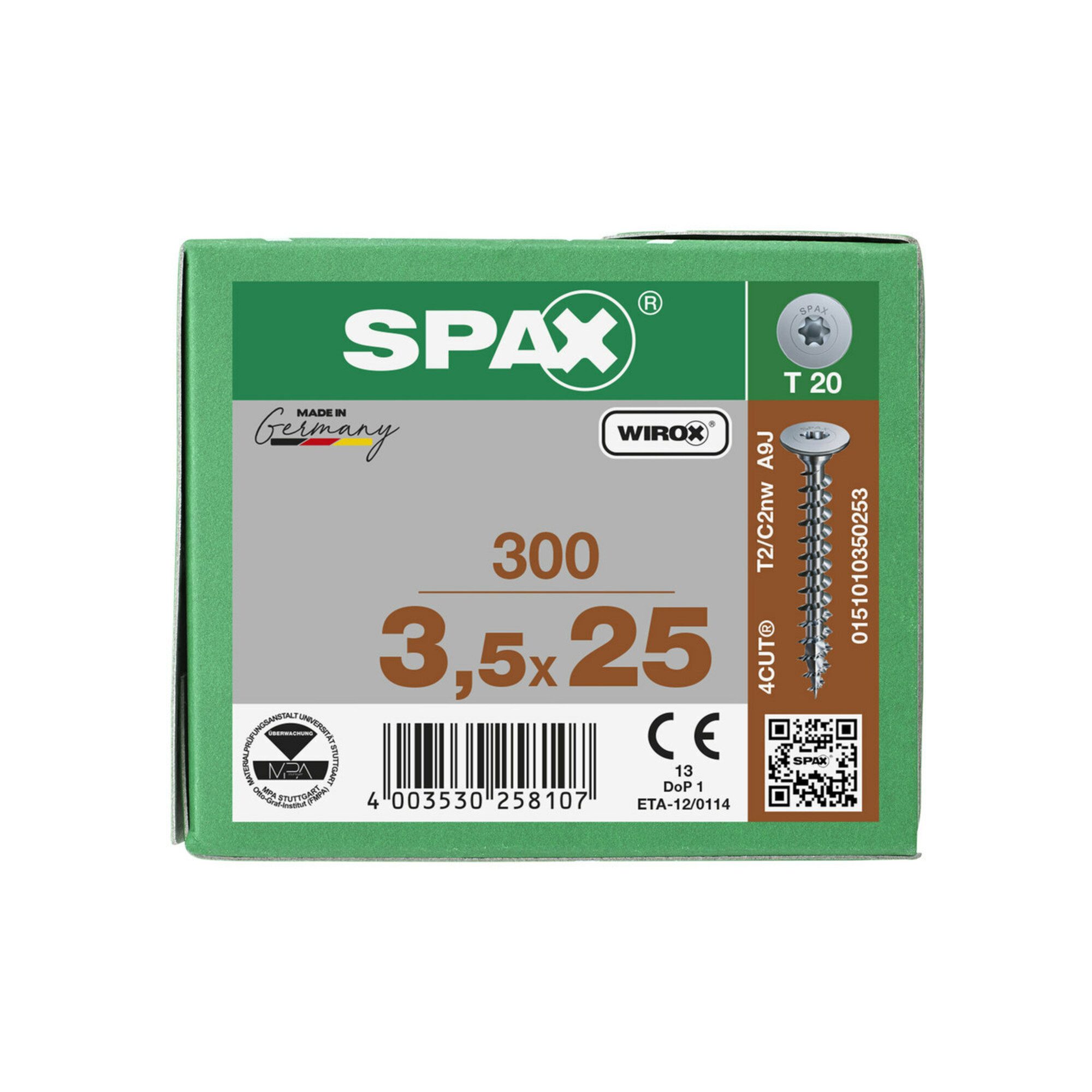 SPAX Schraube Spax Rückwandschrauben 3,5 x 25 ohne Linse T-STAR PLUS T10 VG 300 Stk