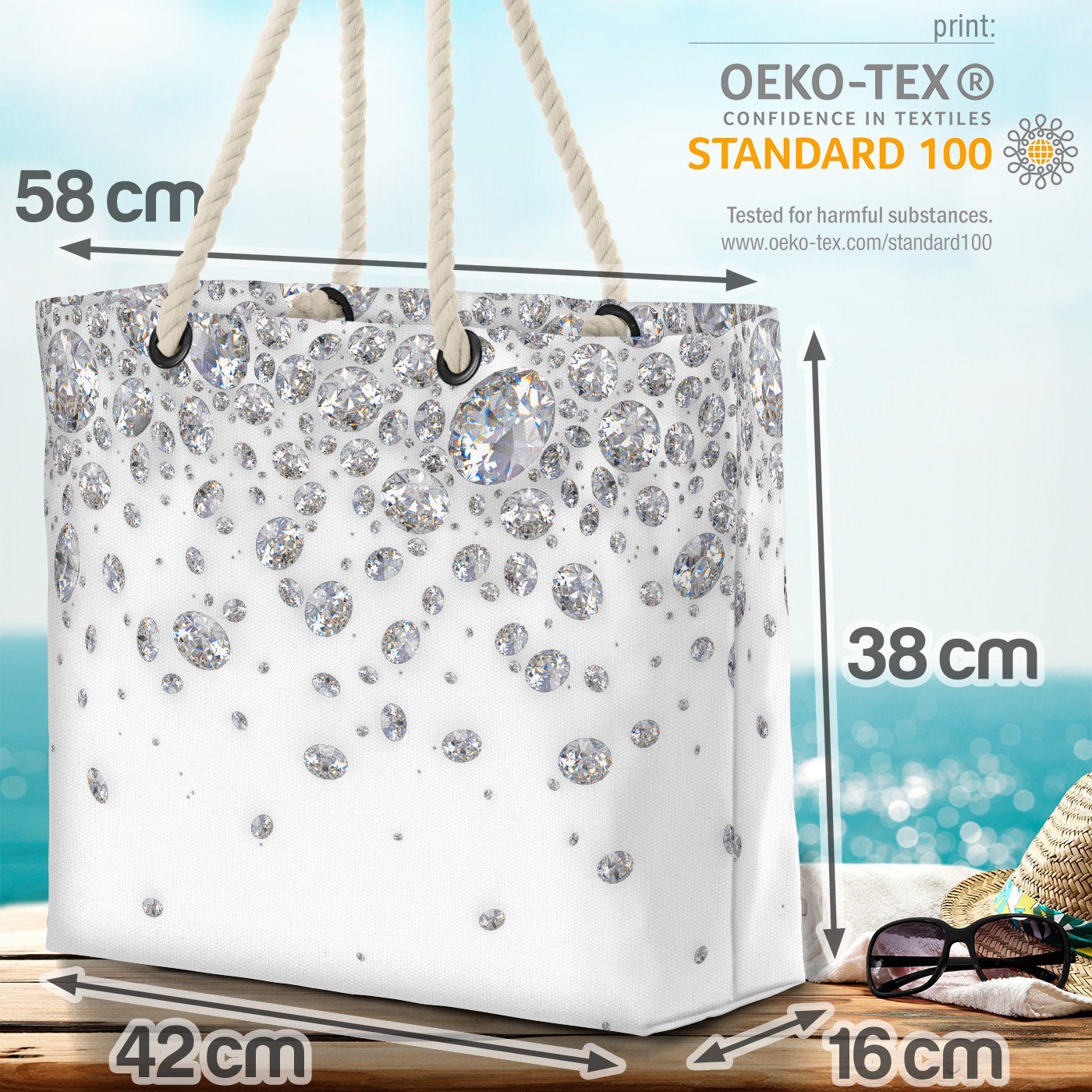 VOID Strandtasche (1-tlg), Diamanten Steine Schmuck Diamanten Steine Schmuck Edelstein Weiß Kara