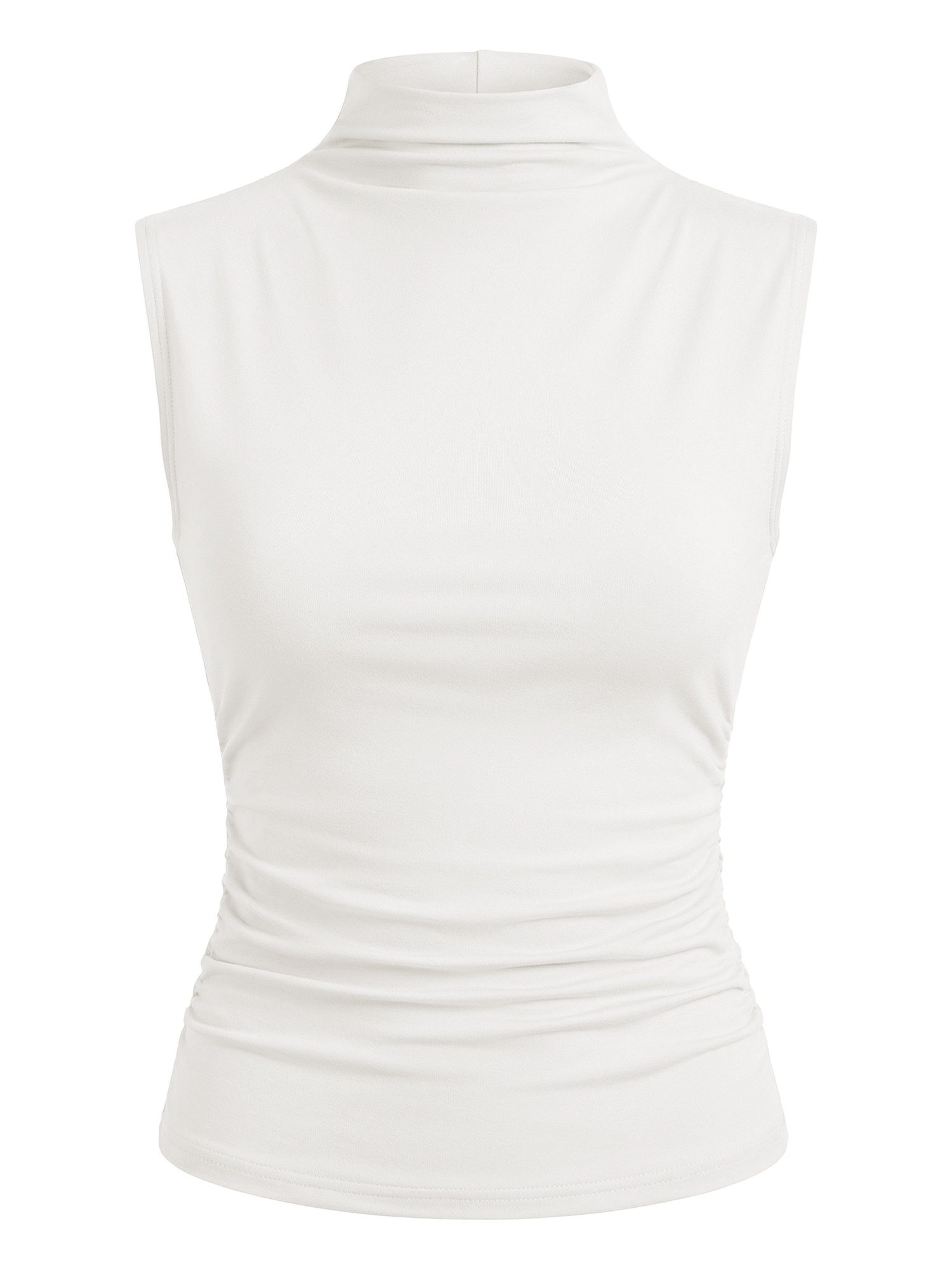 Imily Bela Tanktop Damen ärmellos hoher drapiert Ausschnitt Mock Neck Slim Fit Cropped (Packung, 1-tlg., 1per-Pack) in Unifarbe – Bild 5 von 5