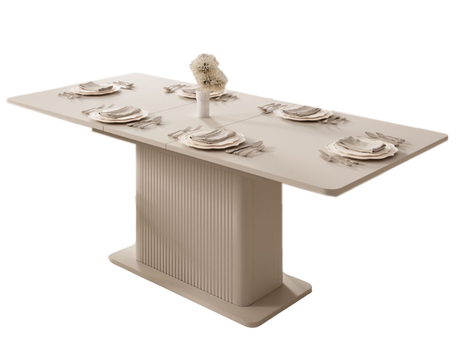 Compleo Esstisch ausziehbarer Tisch 160-200 cm, Tisch für 10 Personen BELLOS, Japandi Design
