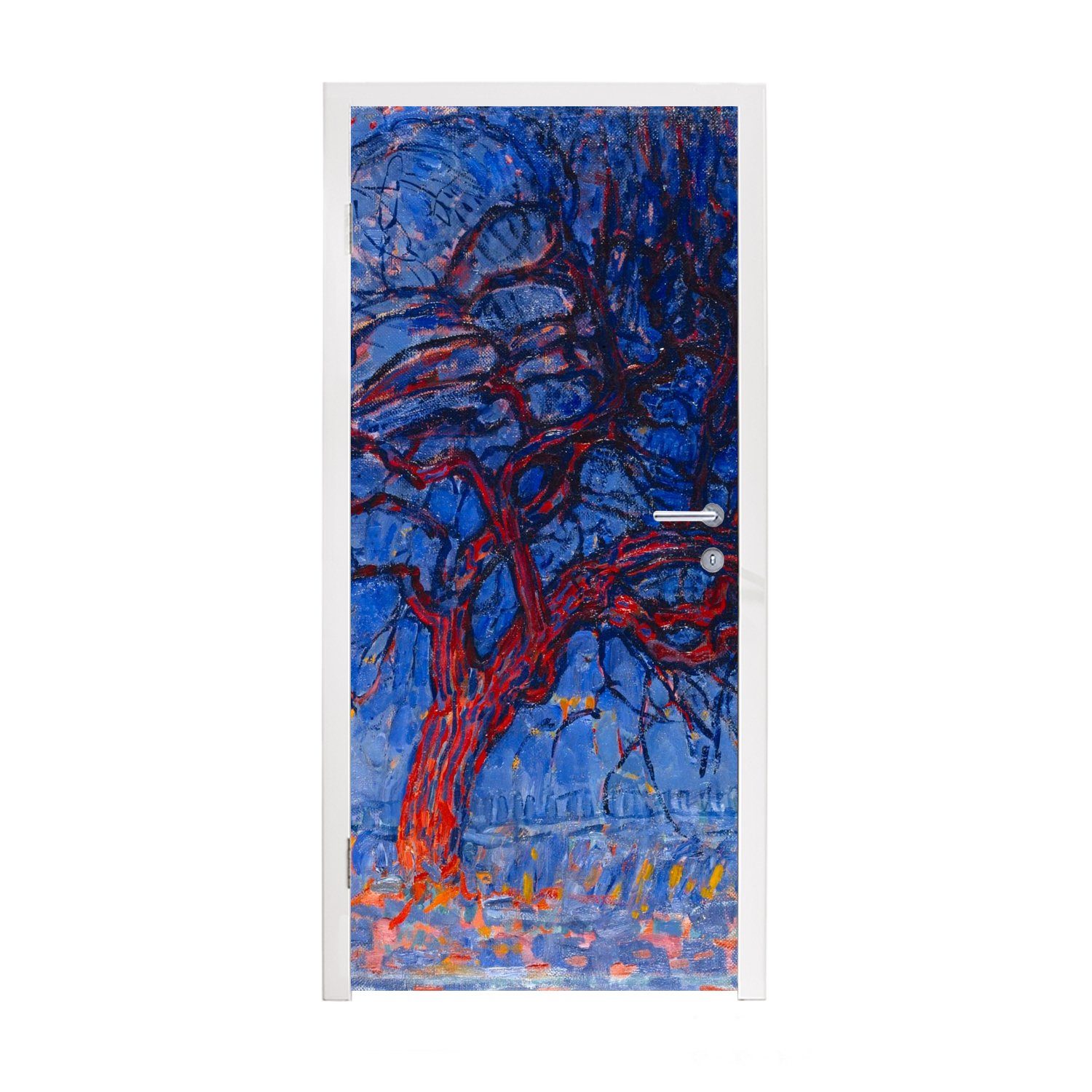 MuchoWow Türtapete Roter Baum - Piet Mondrian, Matt, bedruckt, (1 St), Fototapete für Tür, Türaufkleber, 75x205 cm