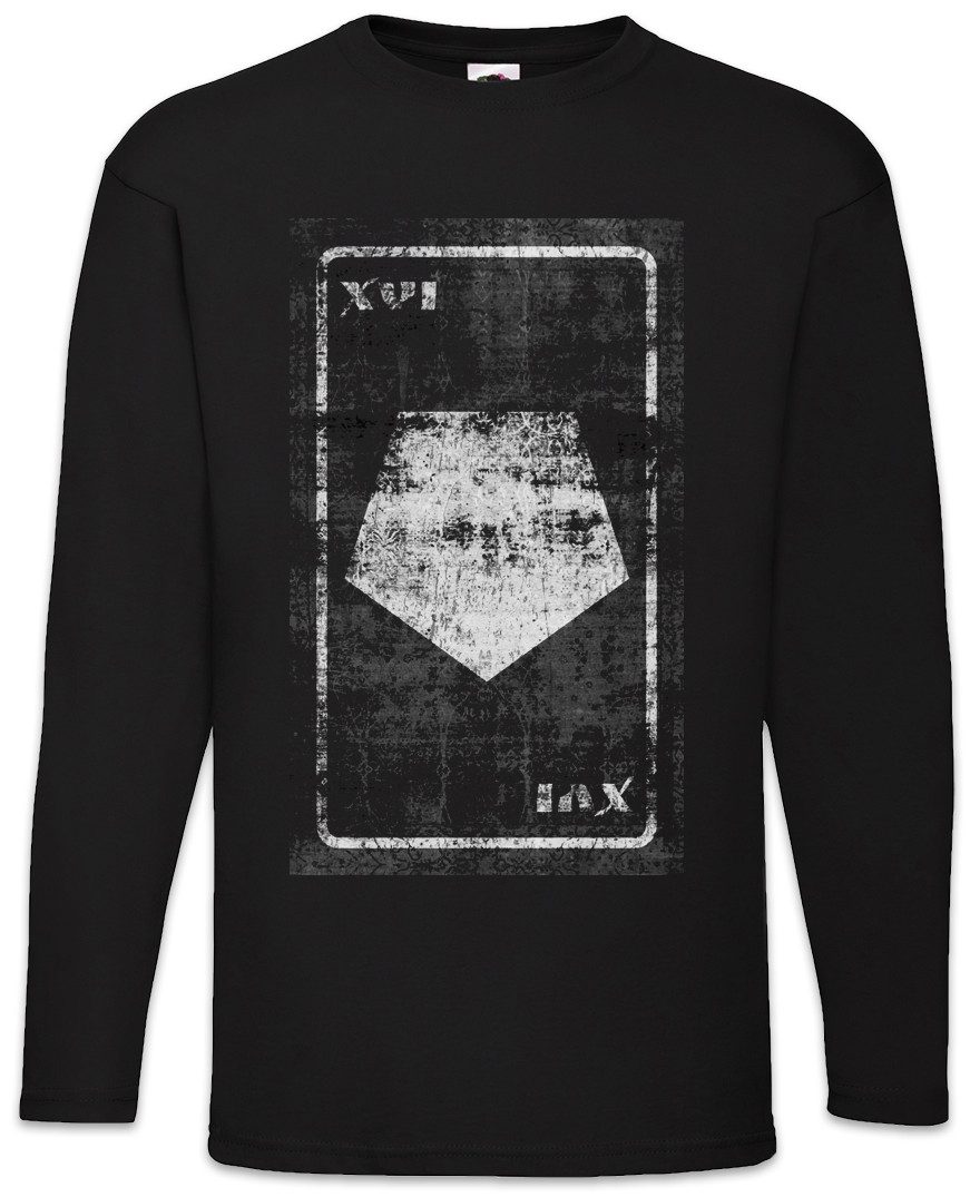 Urban Backwoods Langarmshirt Tarot The Tower of Babylon Langarm T-Shirt Karte Karten Card Voddoo (1-tlg) Der Turm Black Occult