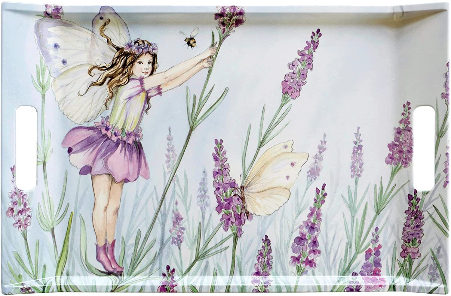 Lashuma Tablett Elfe, Melamin, (1-tlg), Rechteckiges Esstablett mit Griffen lila 47x31 cm