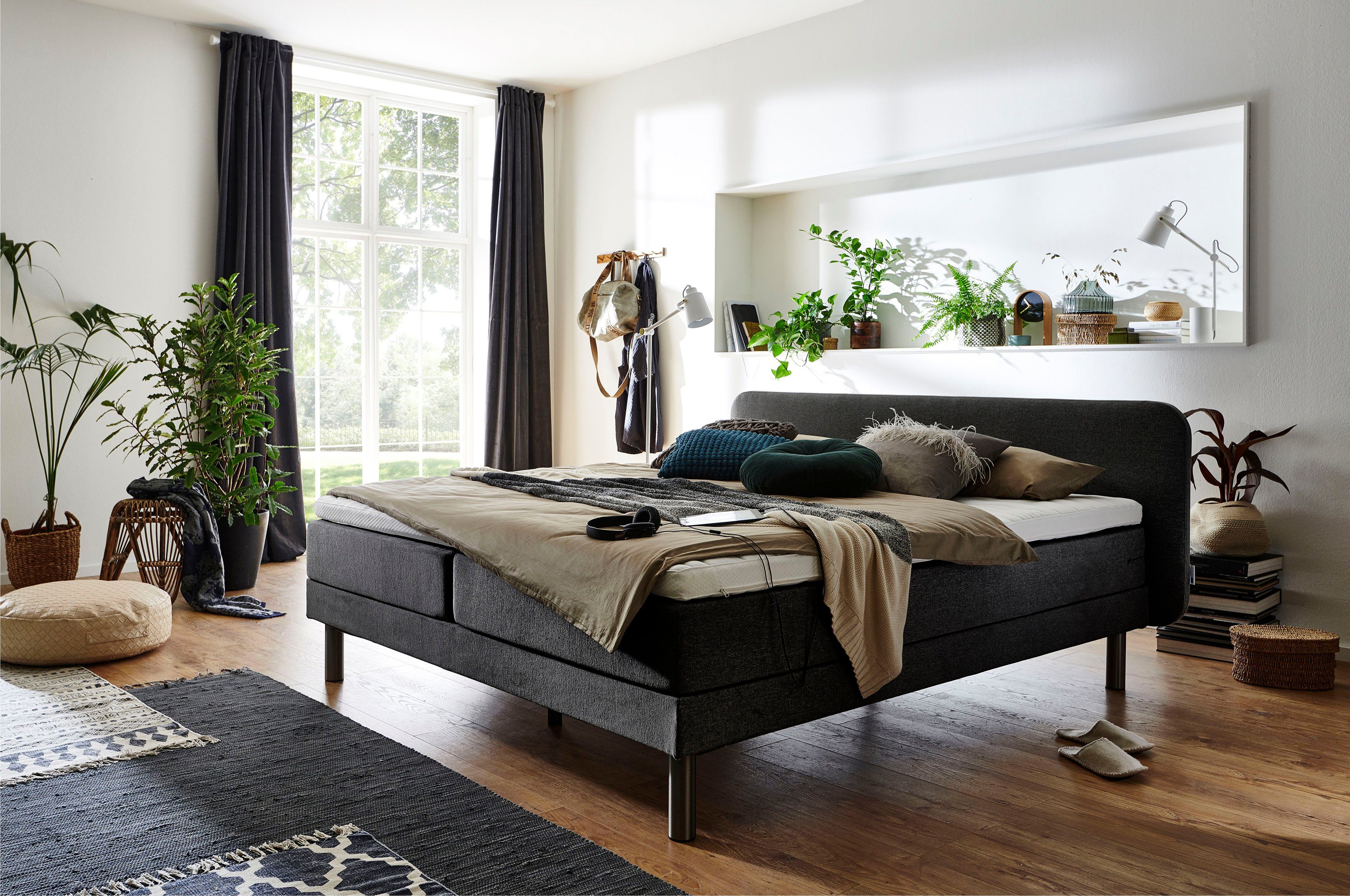 ATLANTIC home collection Boxspringbett Carola, mit 7-Zonen-Taschen-Federkernmatratze und Komfortschaum-Topper