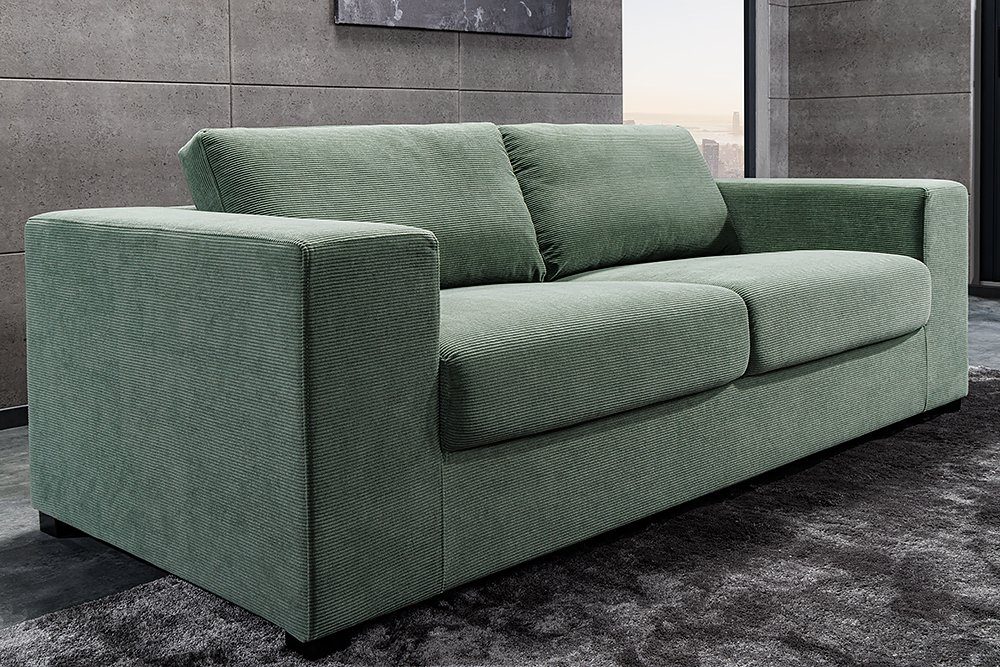 riess-ambiente 3-Sitzer MR LOUNGER 220cm grün, Einzelartikel 1 Teile, Wohnzimmer · Cord · Federkern · Modern Design grün | grün | grün
