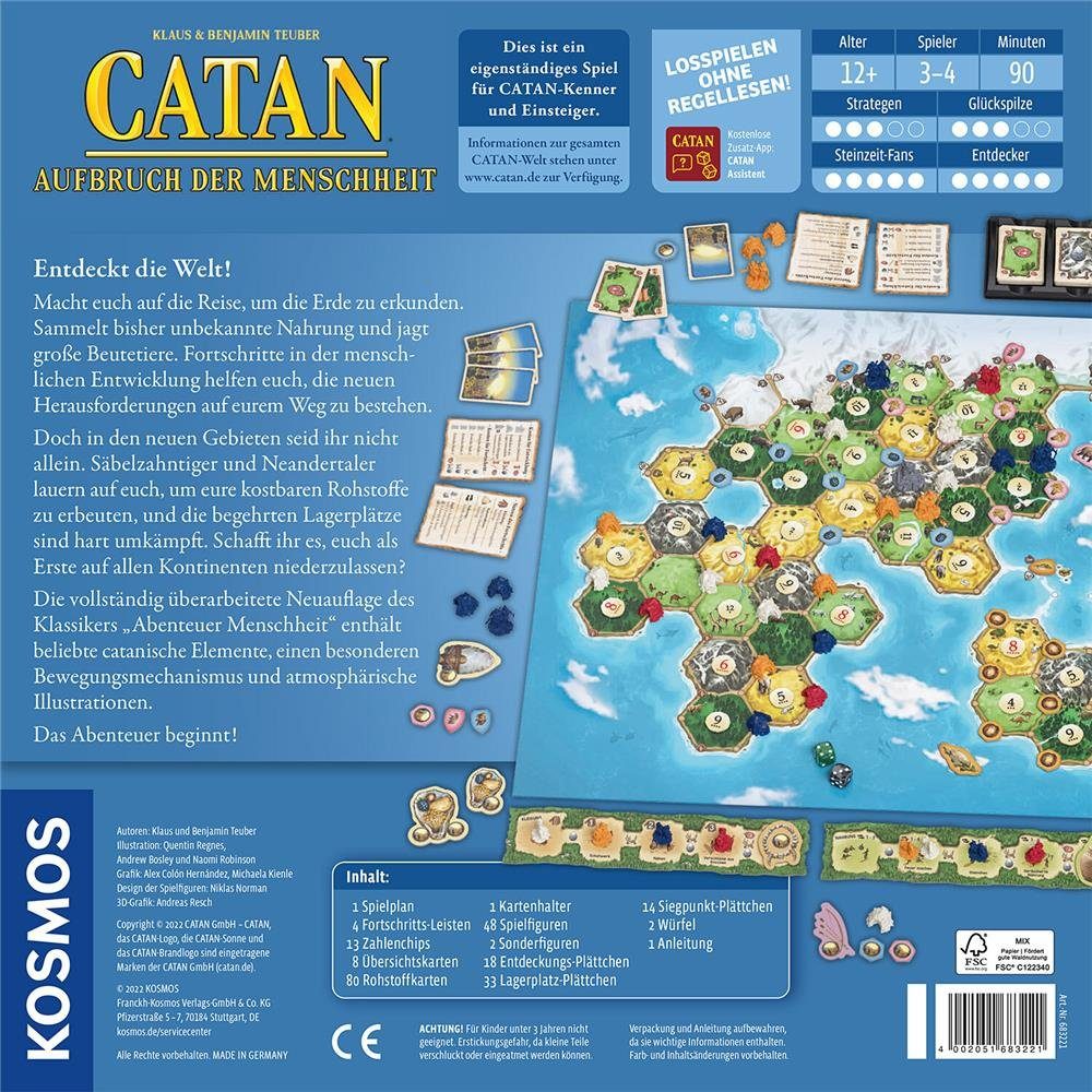 Kosmos Spiel CATAN Aufbruch der Menschheit, Strategiespiel Brettspiel Gesellschaftsspiel ab 12 Jahren