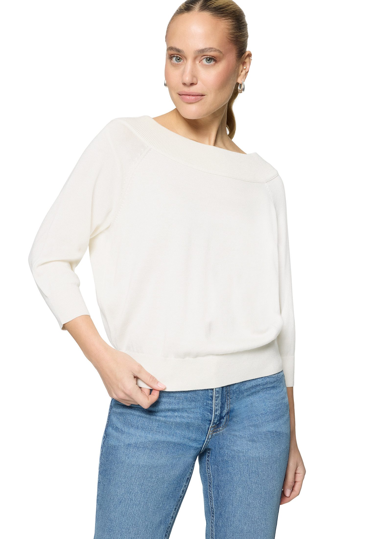 Zero Strickpullover Damen mit Carmenausschnitt (1-tlg) Plain/ ohne Details günstig online kaufen