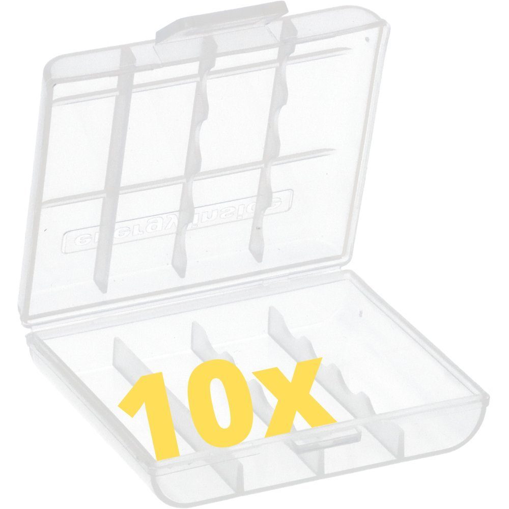 10x Aufbewahrungsbox Akkubox für 4x AA oder 5x AAA Akkus Batterien Batterie, (0 V)
