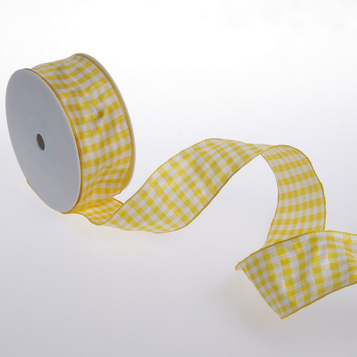 Deko AS Dekoband Karoband mit Drahtkante - gelb - 40 mm auf 25 m Rolle - 64098 40 16