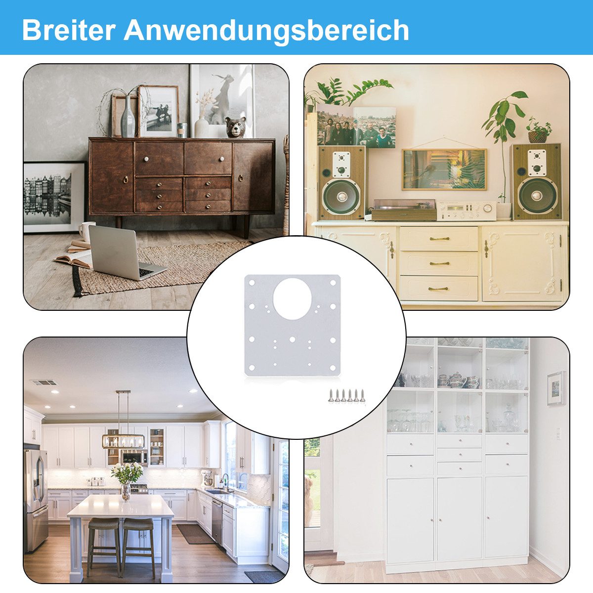 MS Beschläge Möbelbeschlag Schrank Möbel Reparaturplatte Edelstahl 90x90mm (2 St) – Bild 5 von 5