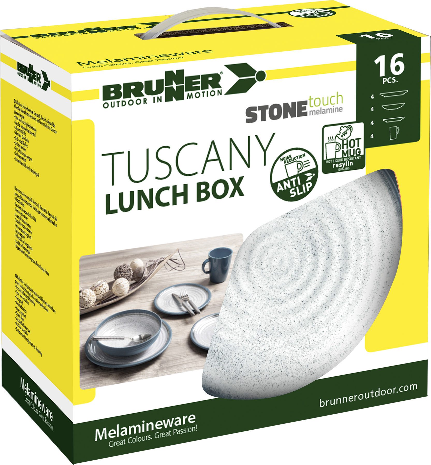 BRUNNER Geschirr-Set Lunchbox Tuscany, Melamin, Melamin Anti-Slip Stone Touch
