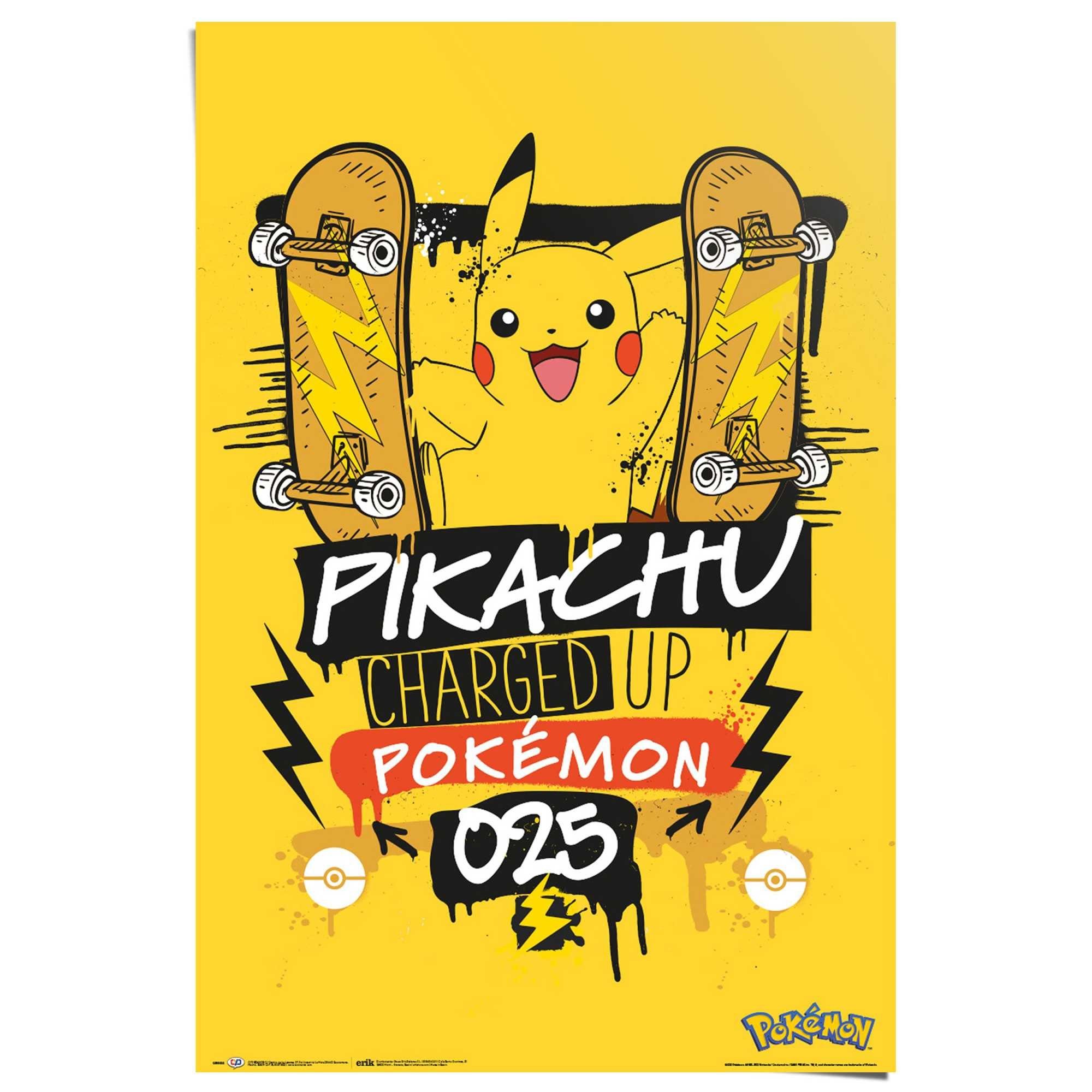 Poster pikachu 025 Pokemon - charged Reinders! up