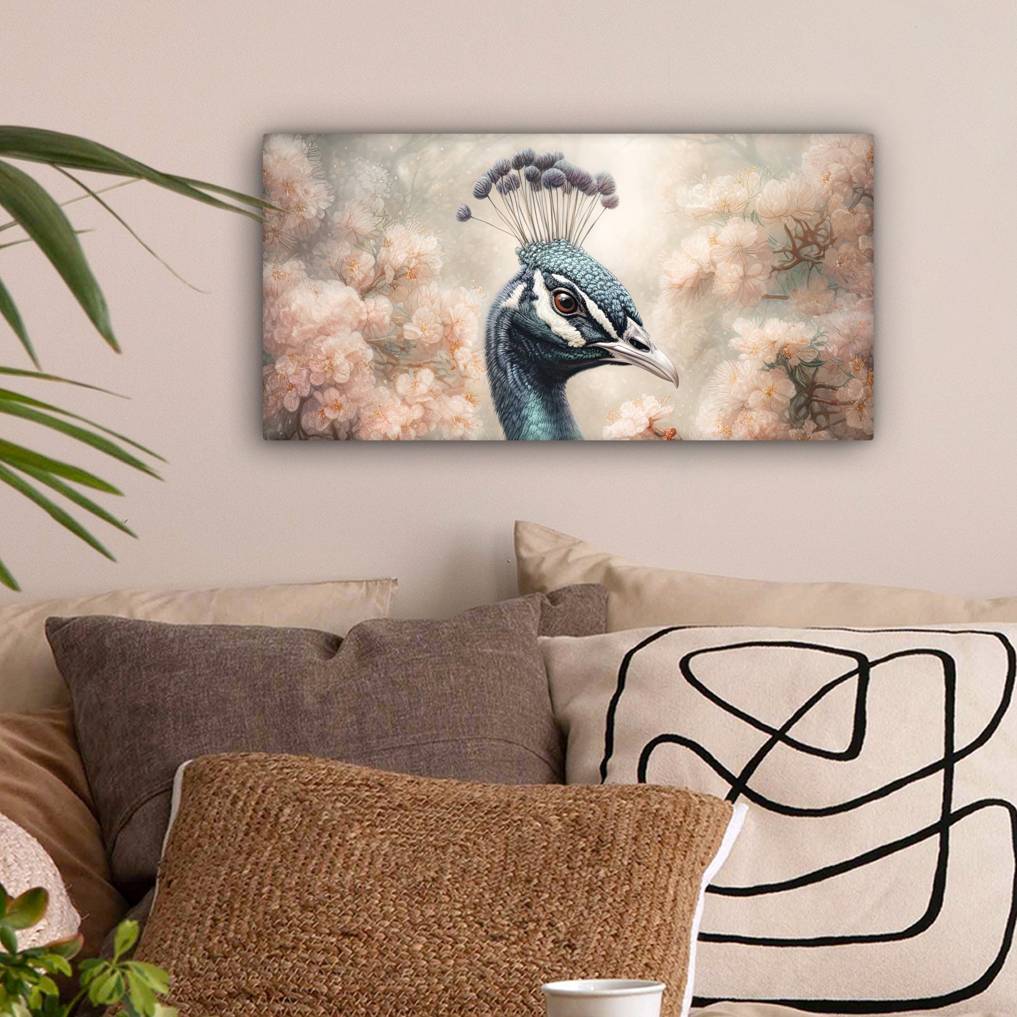 OneMillionCanvasses® Leinwandbild Panorama Pfau - Vögel günstig online kaufen