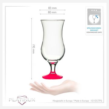 PLATINUX Cocktailglas Cocktailgläser Pink, Glas, 400ml (max 470ml) Longdrinkgläser Partygläser Milkshake Hurricane