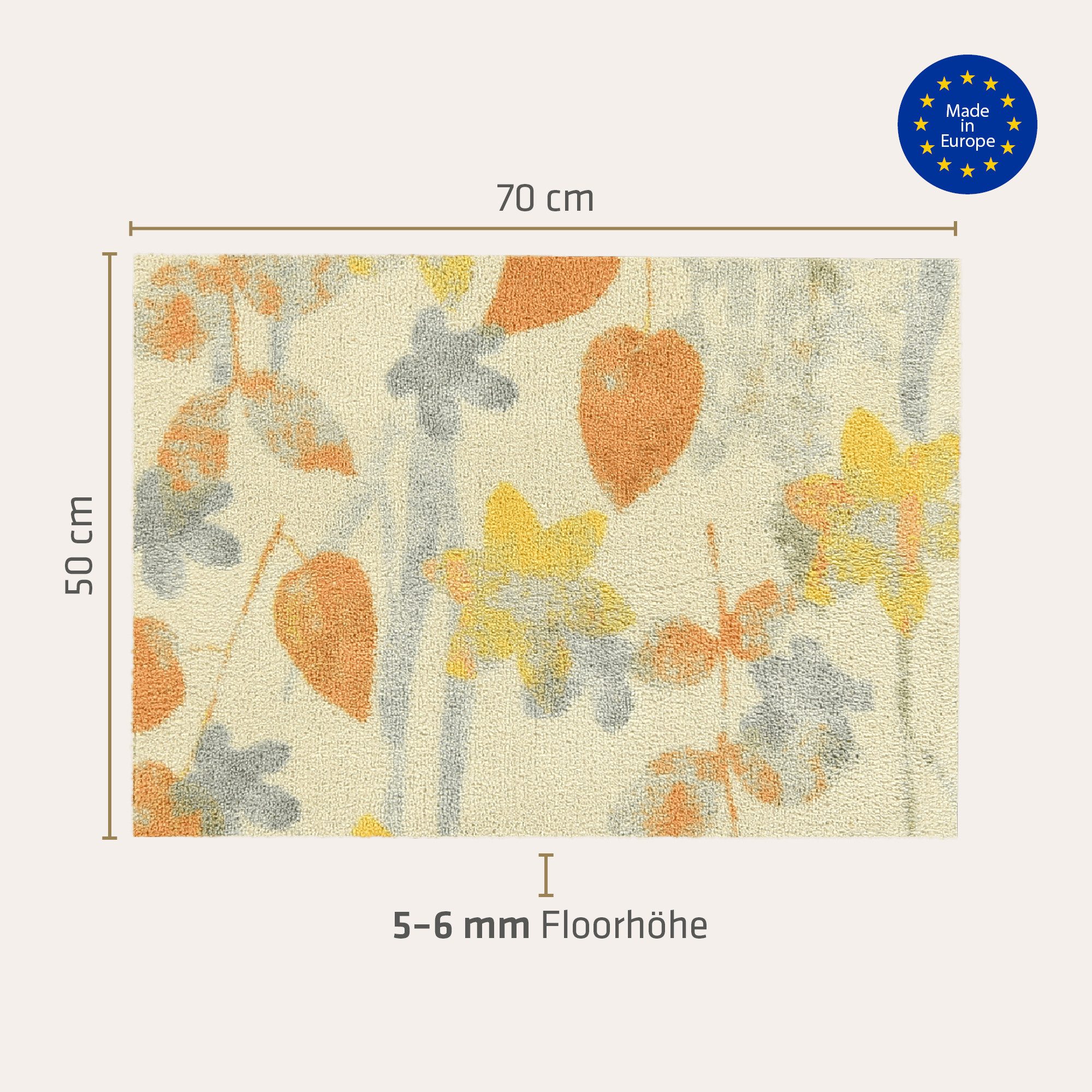 akzente Fußmatte Feel Botanic Harmony, Rechteckig, Höhe: 6 mm, 50x70 cm, Polyester, Latex, rutschfest, saugfähig, Schmutzfänger