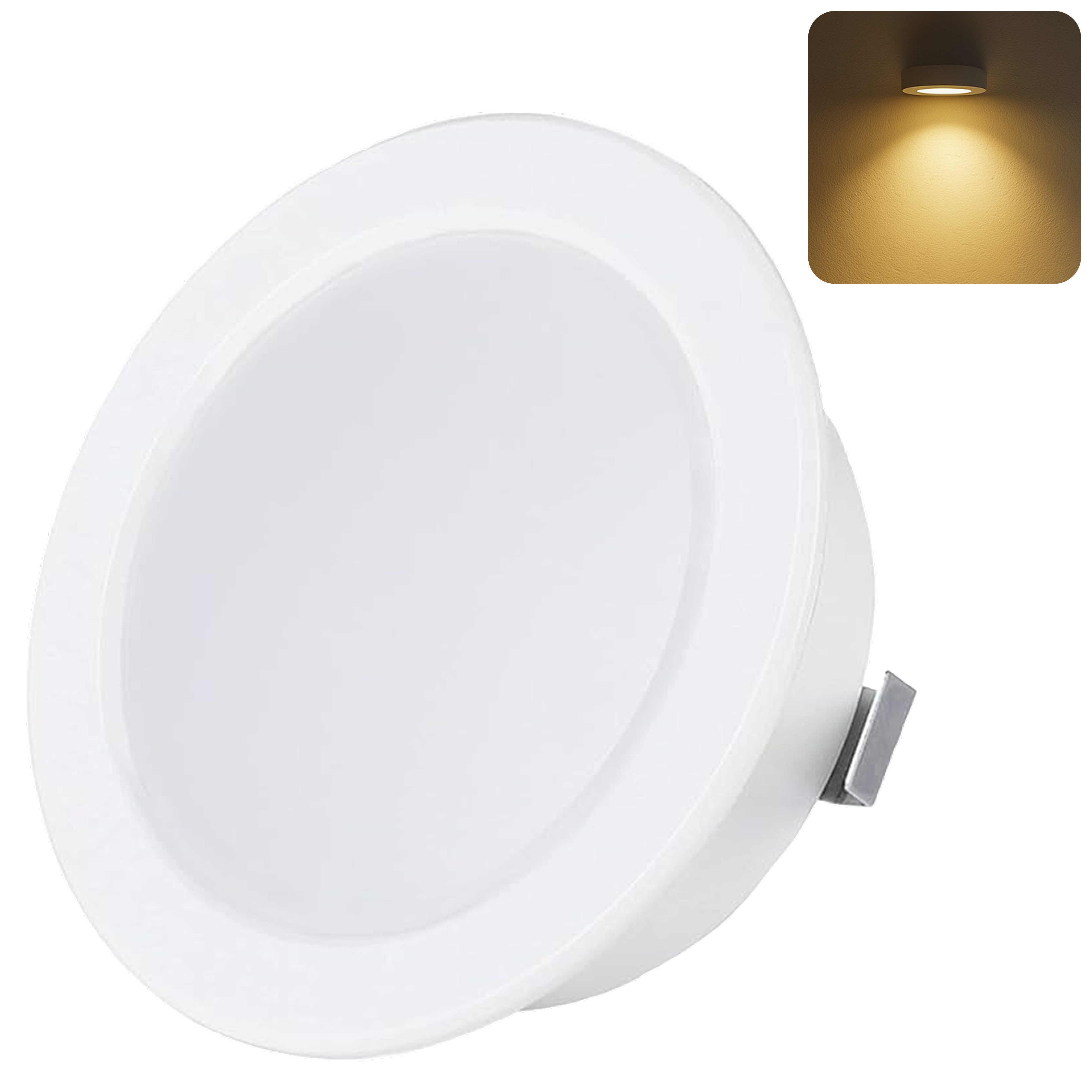 Sweet LED LED Einbaustrahler 3,5W 230V IP44 Weiß 3000K Ultra Flach 21mm Möbel Einbaustrahler Spot, LED fest integriert, 3000K - warmweiß, Deckenspots, Ø 65 mm, Einbauleuchten