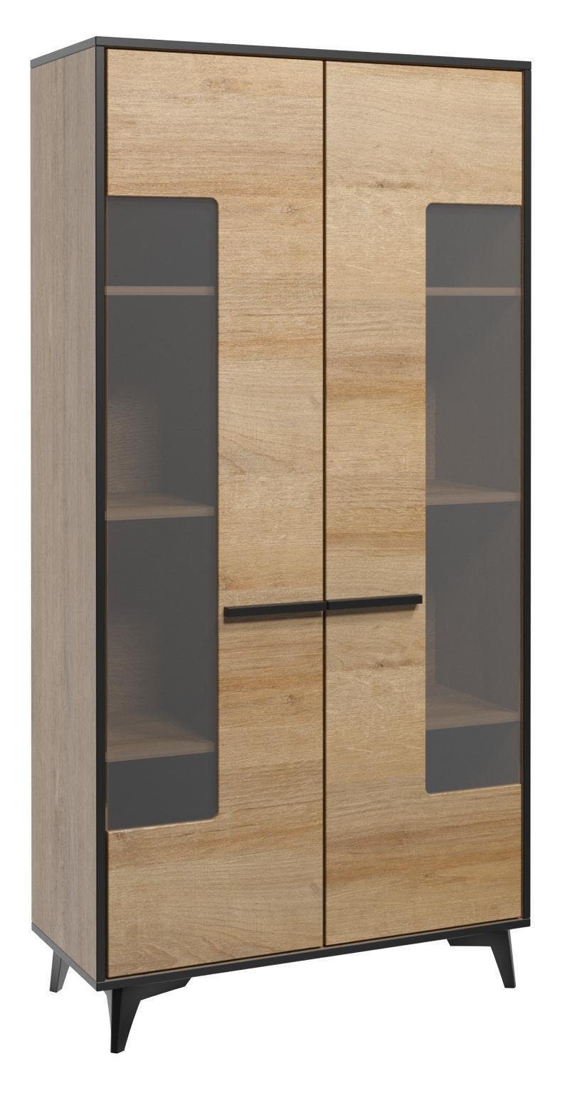 Wohnwand Design Sideboard Vitrine Holz Wohnzimmer-Set, Set Kommoden JVmoebel 2tlg. Schrank Möbel Luxus