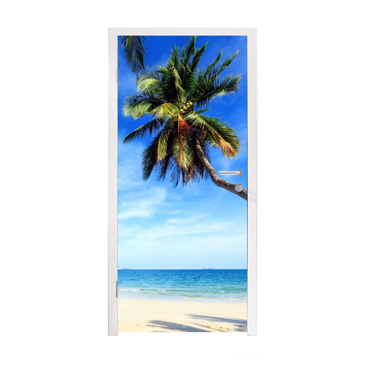 MuchoWow Türtapete Palmen - Strand - Meer, Matt, bedruckt, (1 St), Fototapete für Tür, Türaufkleber, 75x205 cm