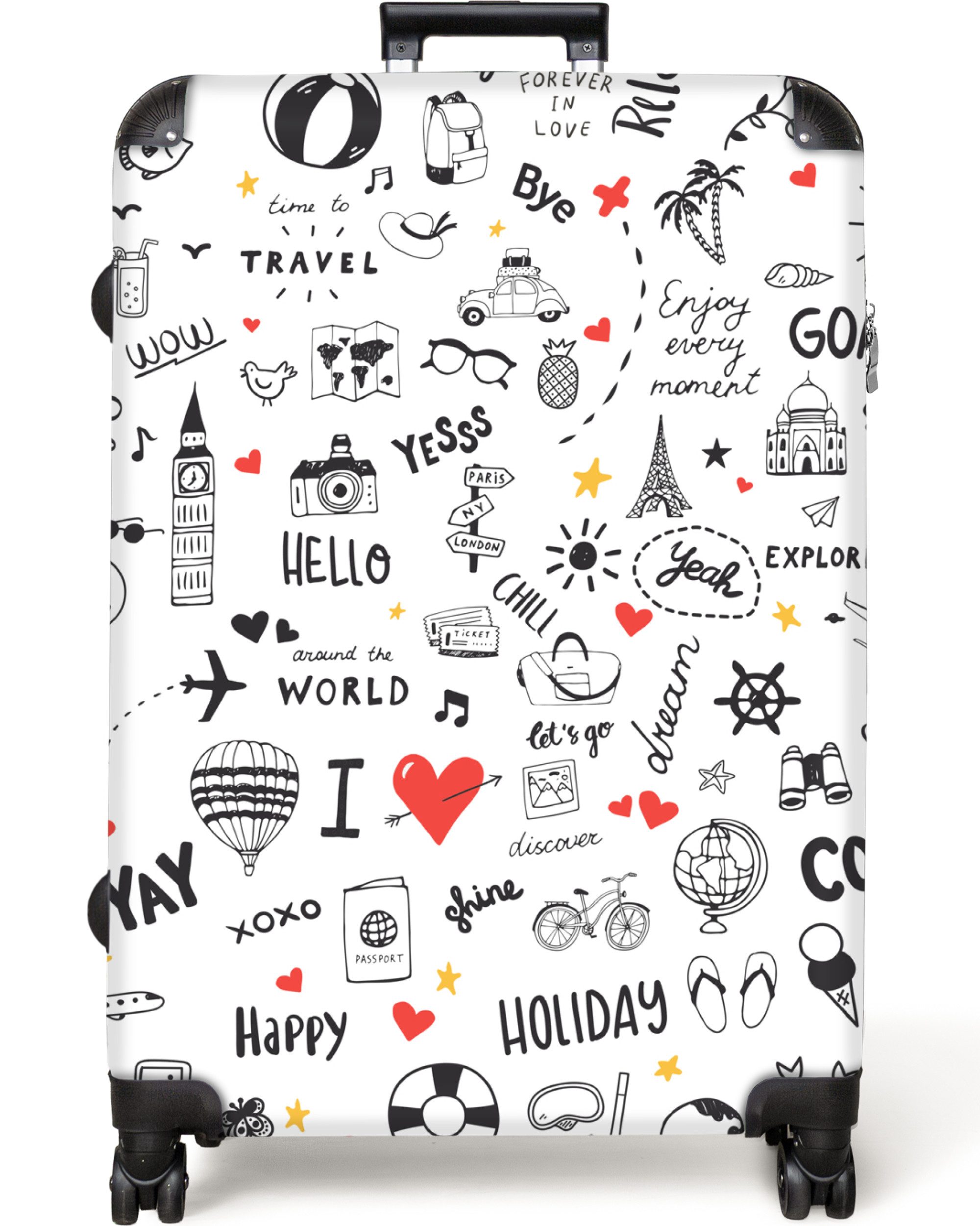 NoBoringSuitcases.com© Hartschalen-Trolley Muster - Kritzelei - Reisen - Ur günstig online kaufen