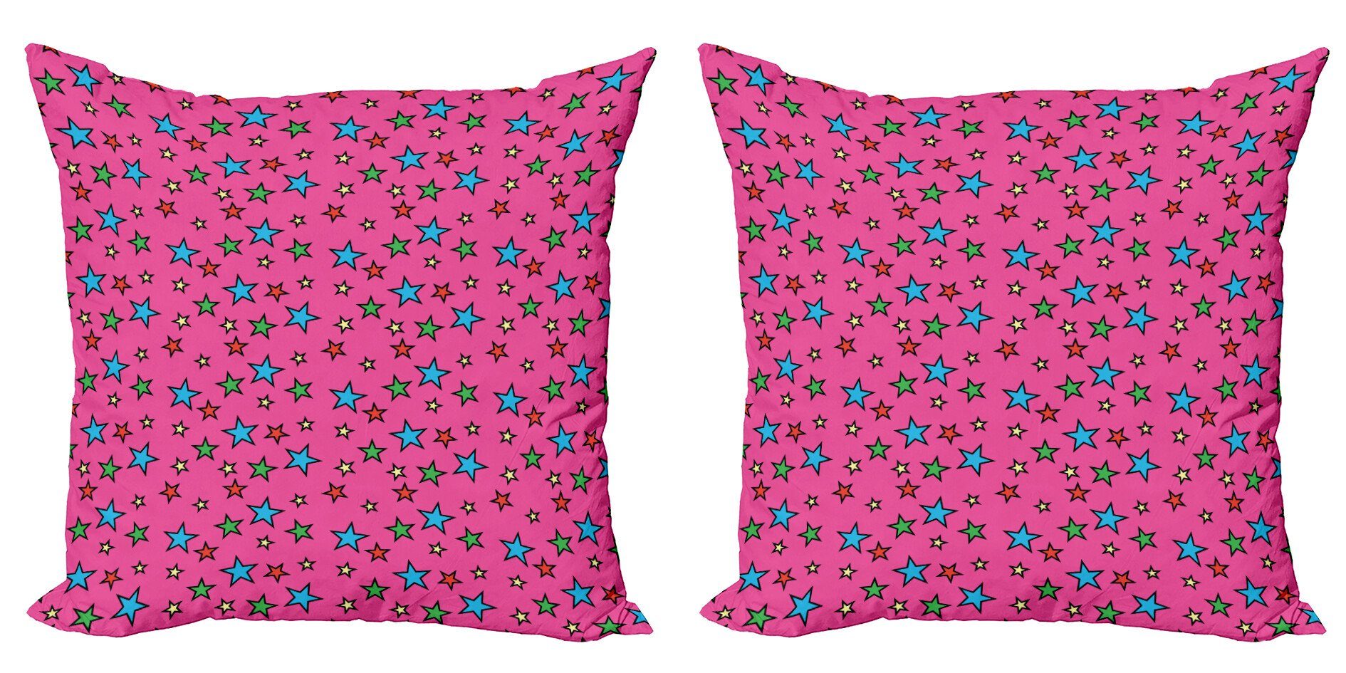 Kissenbezüge Modern Accent Abakuhaus (2 Digitaldruck, Stück), Bunt Pink Sterne Retro Doppelseitiger