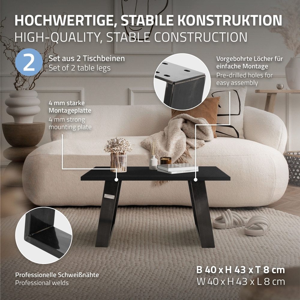 ML-DESIGN Tischbein 2er Set Tischkufen 80GRAD günstig online kaufen