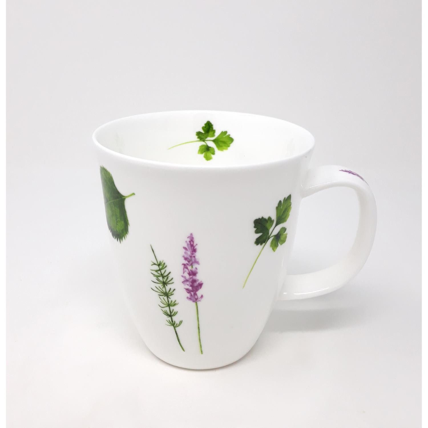 TeaLogic Tasse Prima Vera, Porzellan, Spülmaschinengeeignet, Weiß, Motiv: Kräuter