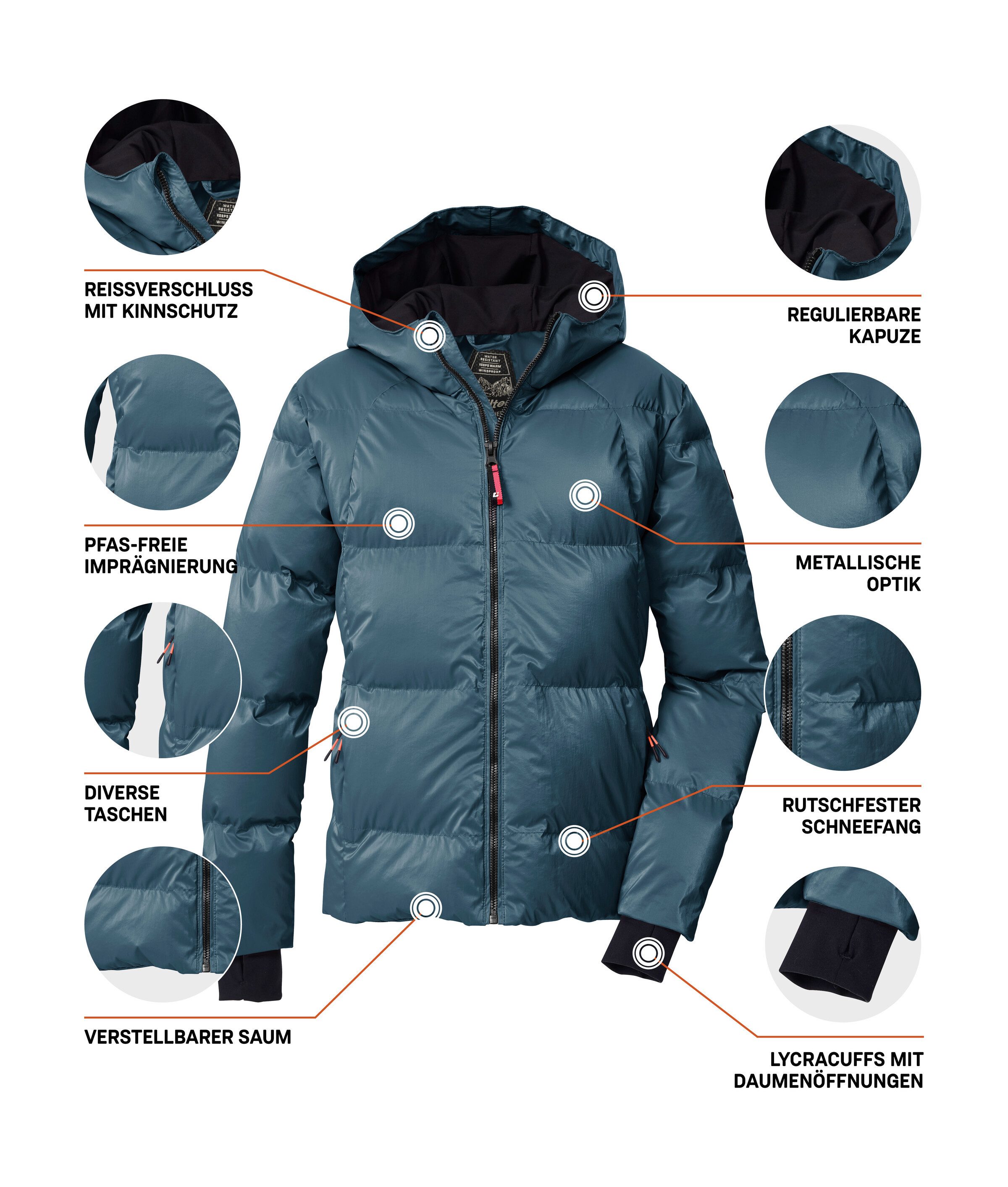 Killtec Steppjacke KSW 210 GRLS QLTD JCKT Metallische Optik, wasser- und windabweisend, Teflon EcoElite™ – Bild 5 von 5