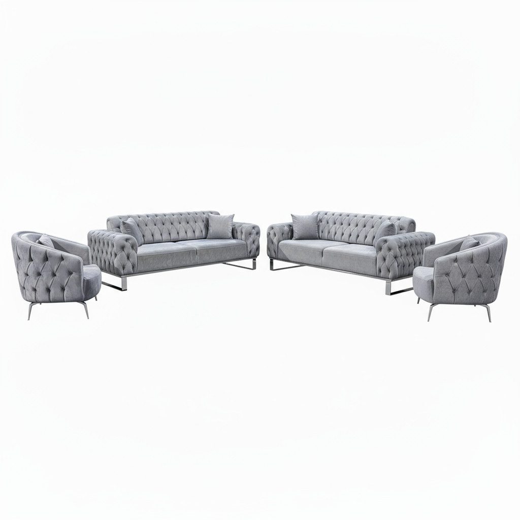 Palms-Store Sofa Set Jumeirah 3-Sitzer+2-Sitzer+Sessel in Samtstoff, Spar-Set, in 5 Stofffarben erhältlich